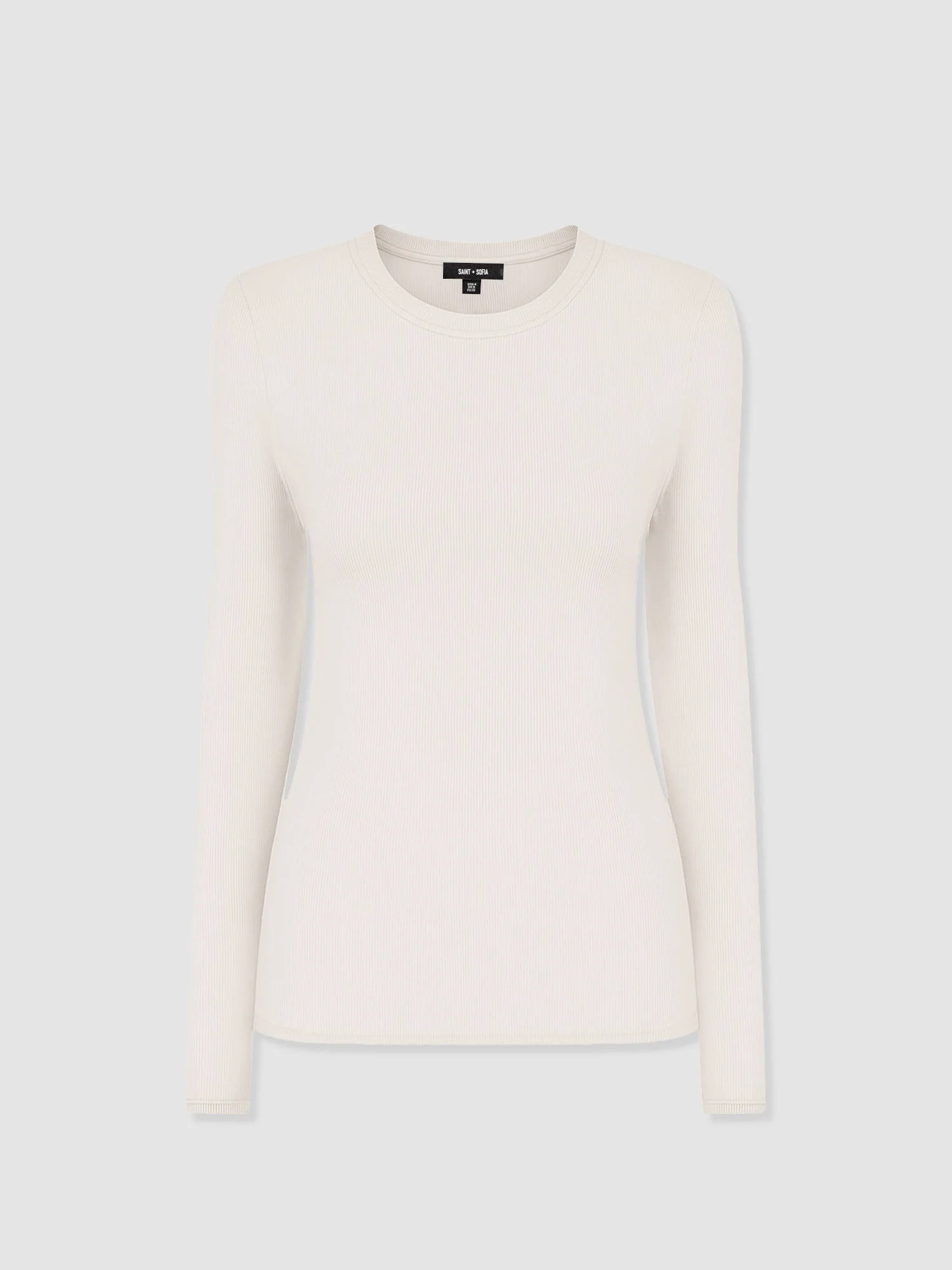 Ribbed Long Sleeve Tee - Cream - Image 7