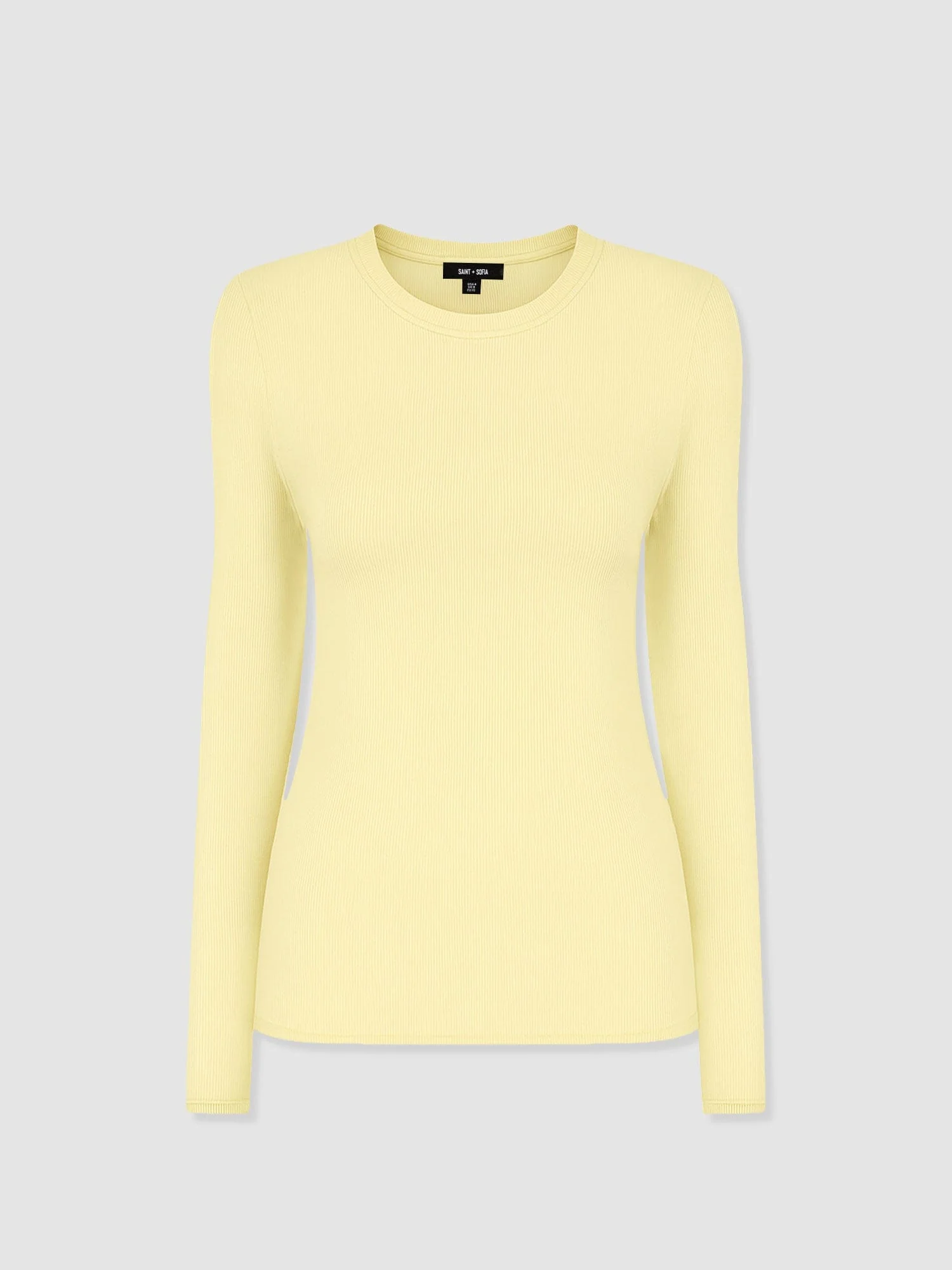 Ribbed Long Sleeve Tee - Pale Yellow - Image 7