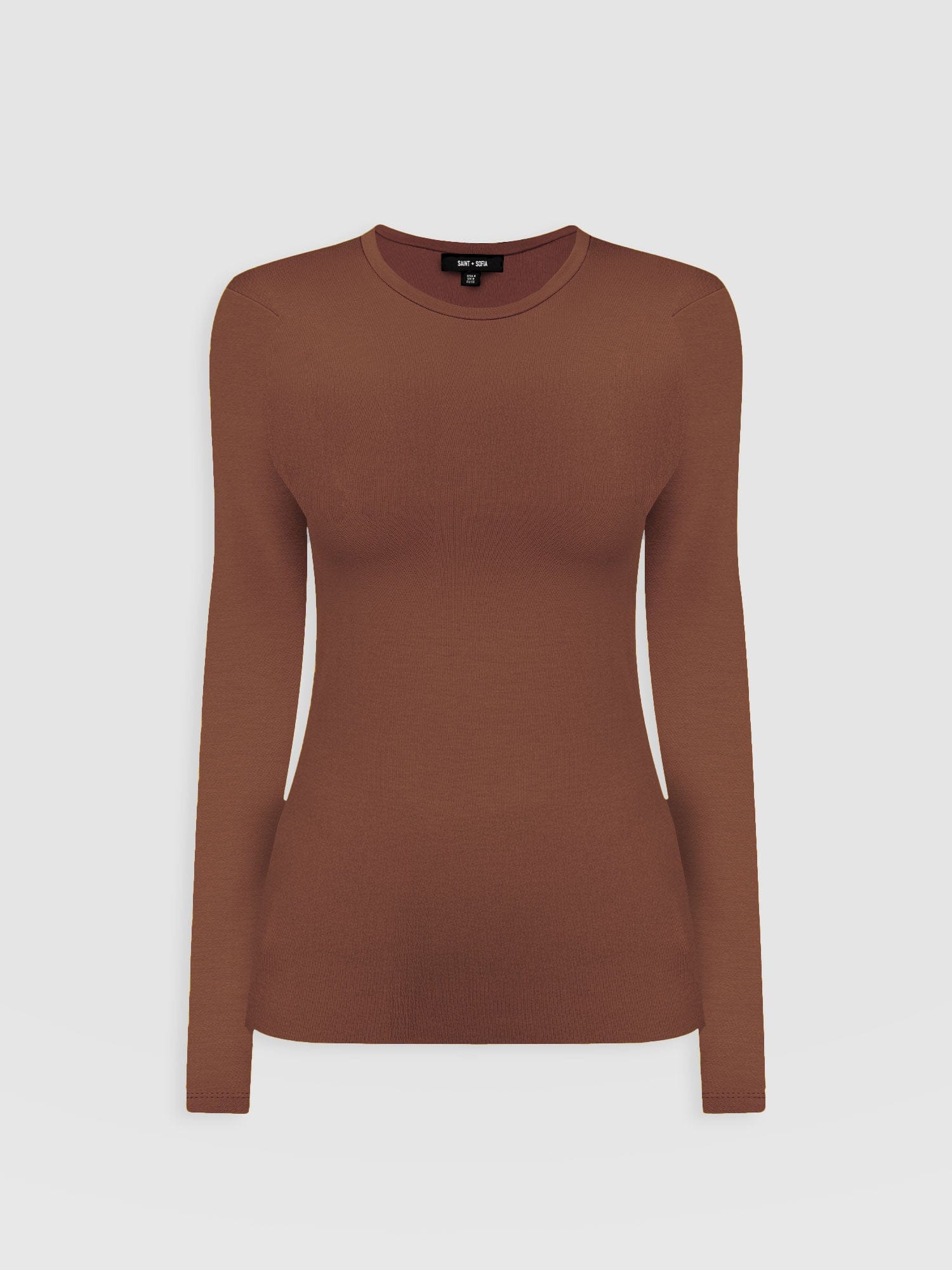 Ribbed Long Sleeve Tee - Russet Brown - Image 7