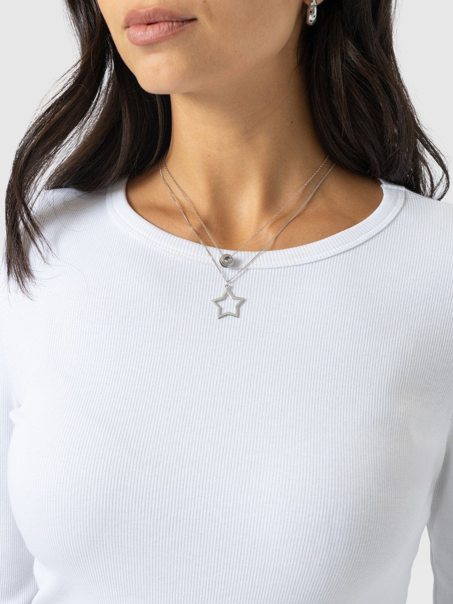 Ribbed Long Sleeve Tee - White - Image 5