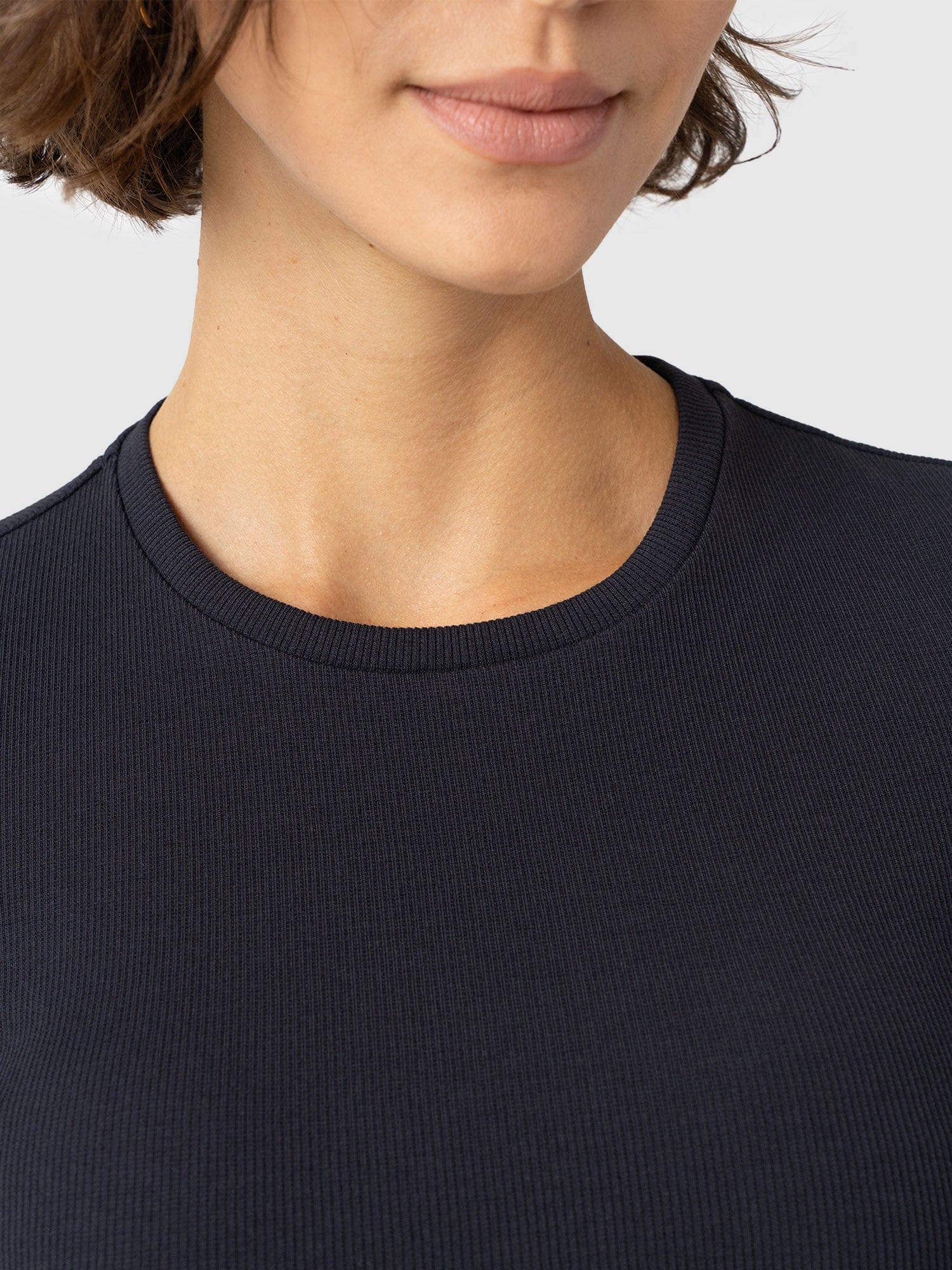 Ribbed Short Sleeve Tee - Navy - Image 4