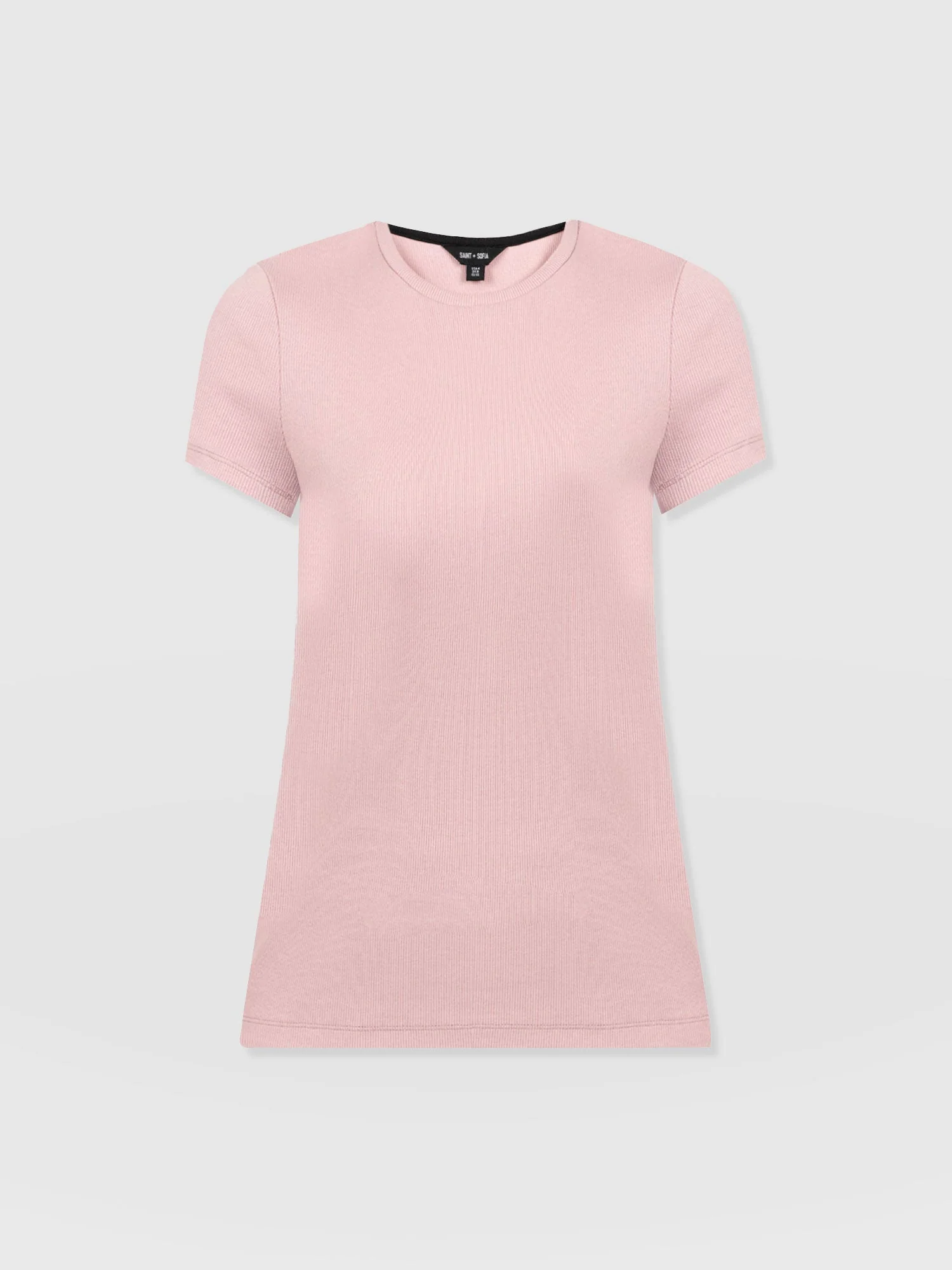 Ribbed Short Sleeve Tee - Pale Pink - Image 7