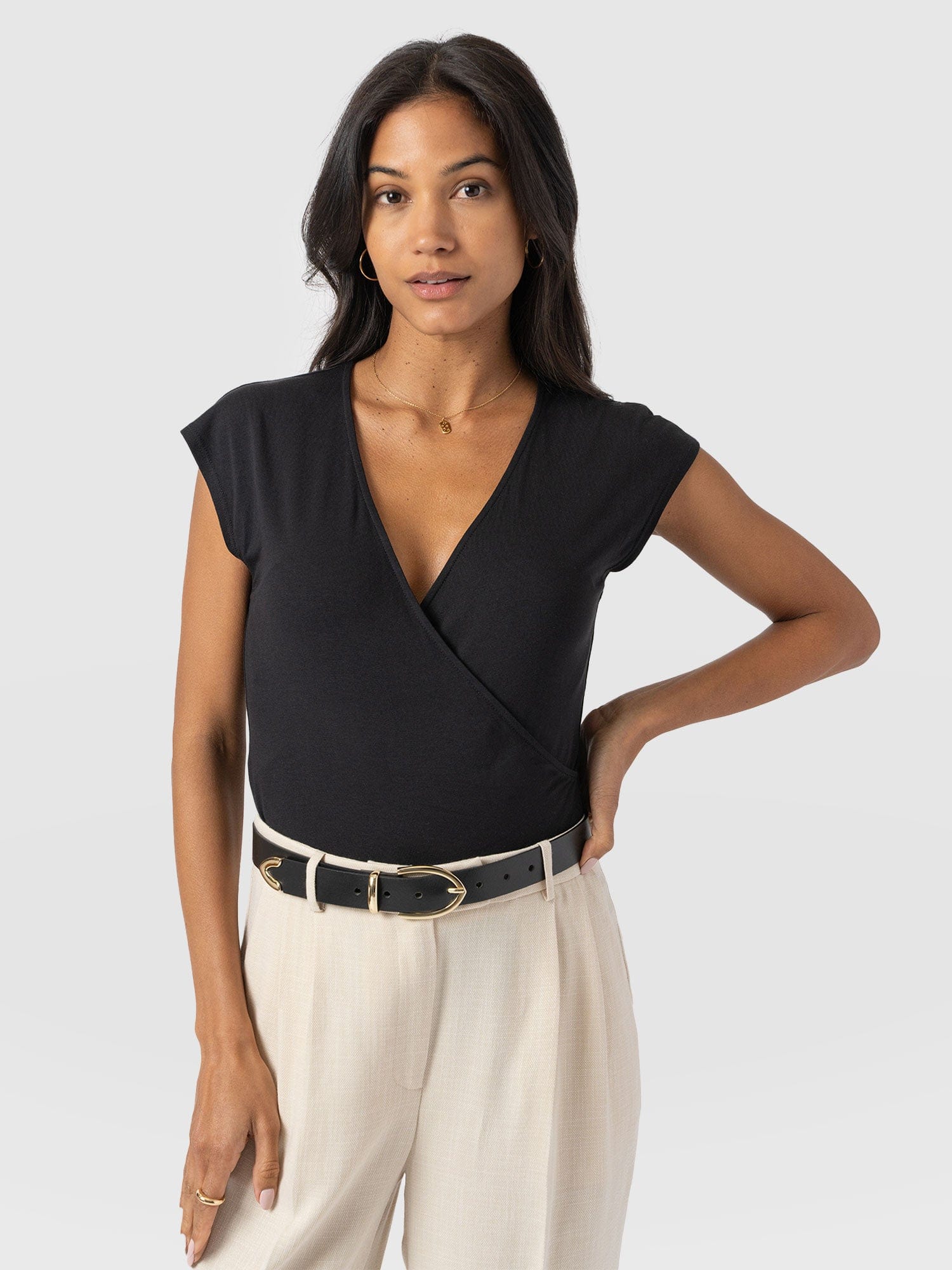 Rosa Wrap Tee - Black