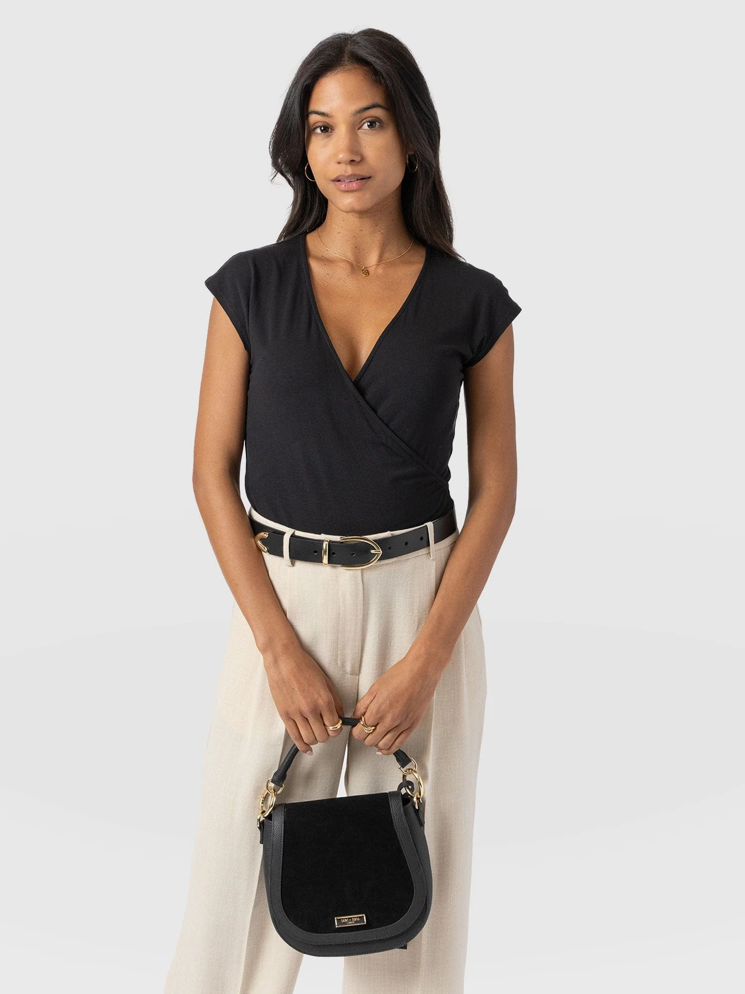 Rosa Wrap Tee - Black - Image 2