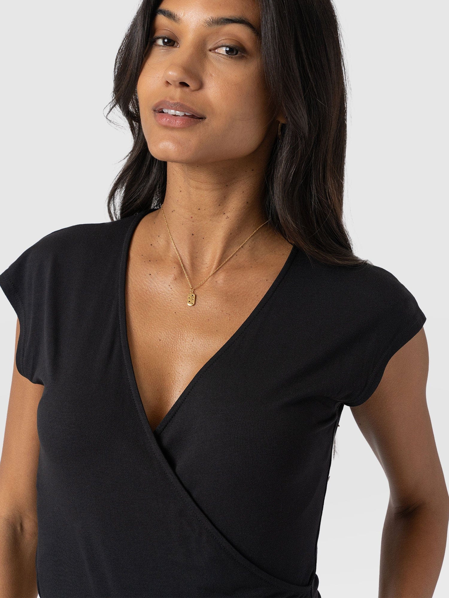 Rosa Wrap Tee - Black - Image 3