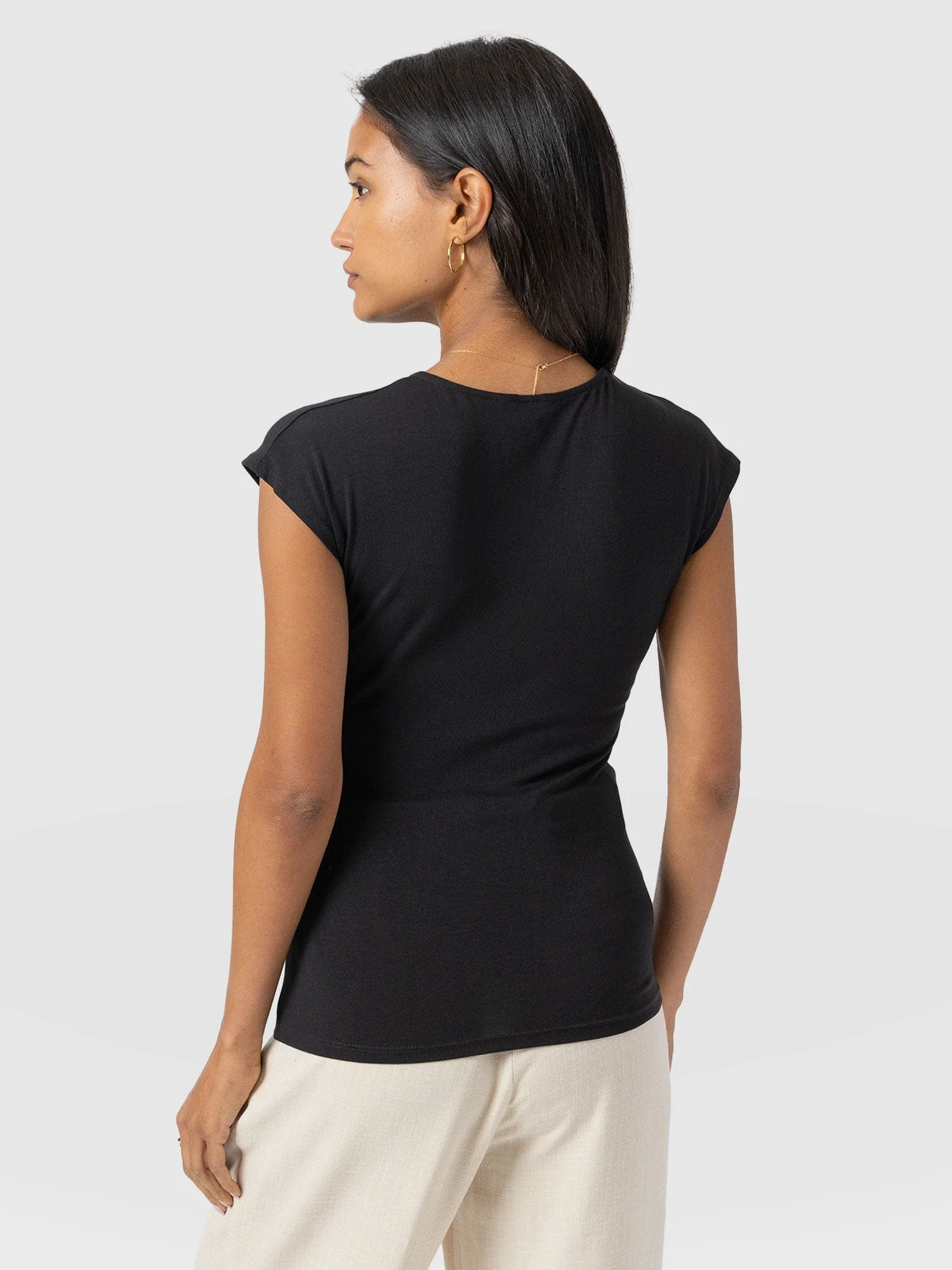 Rosa Wrap Tee - Black - Image 6
