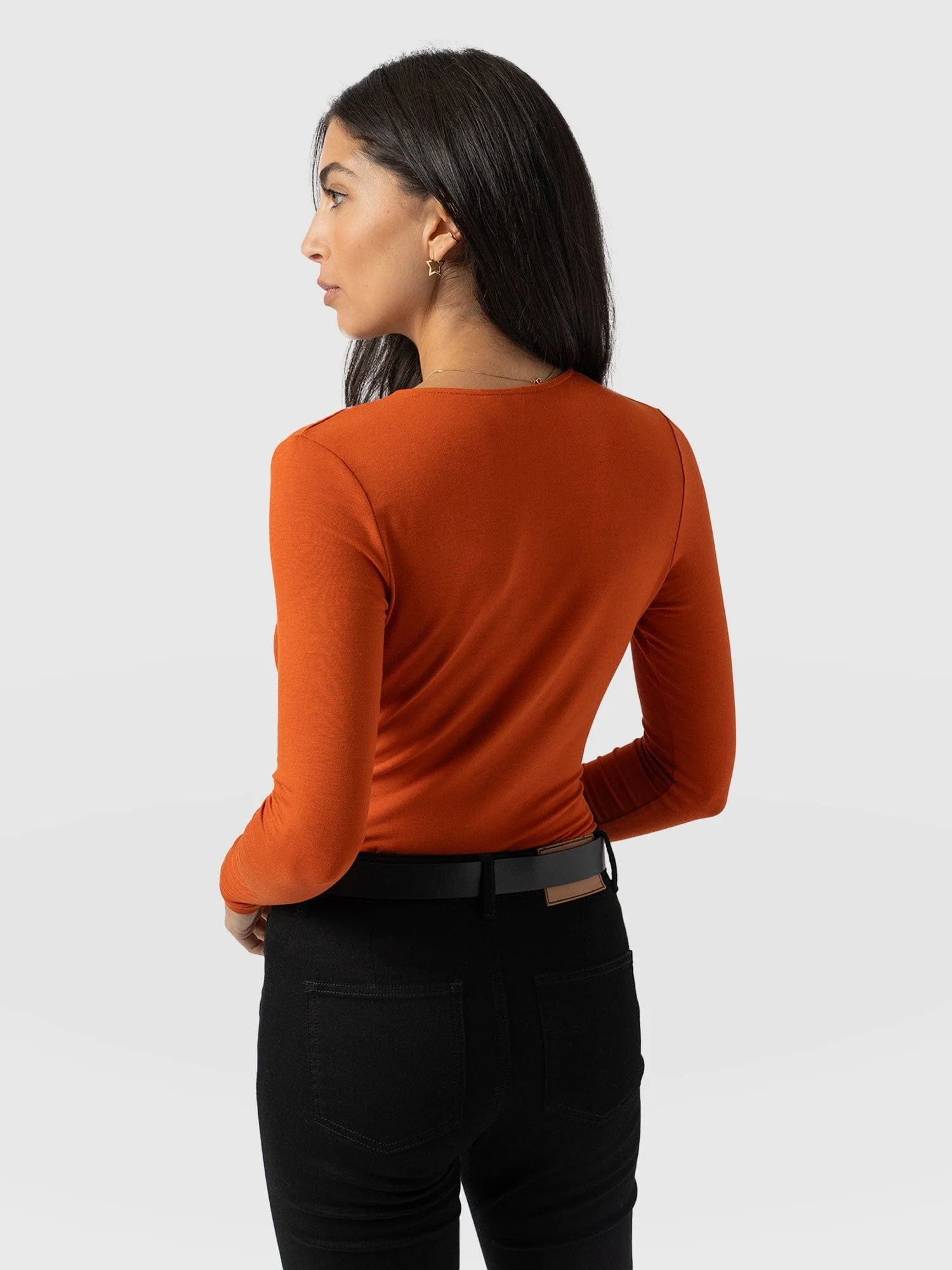 Rosa Wrap Tee Long Sleeve - Amber - Image 6