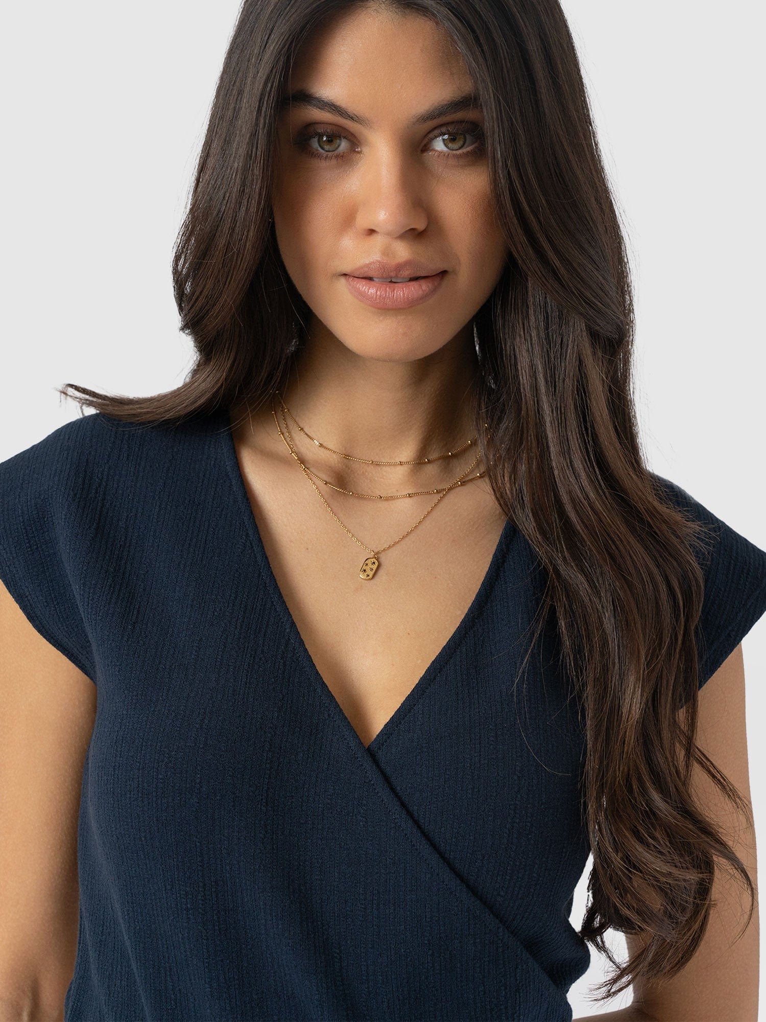 Rosa Wrap Top - Navy Textured - Image 4