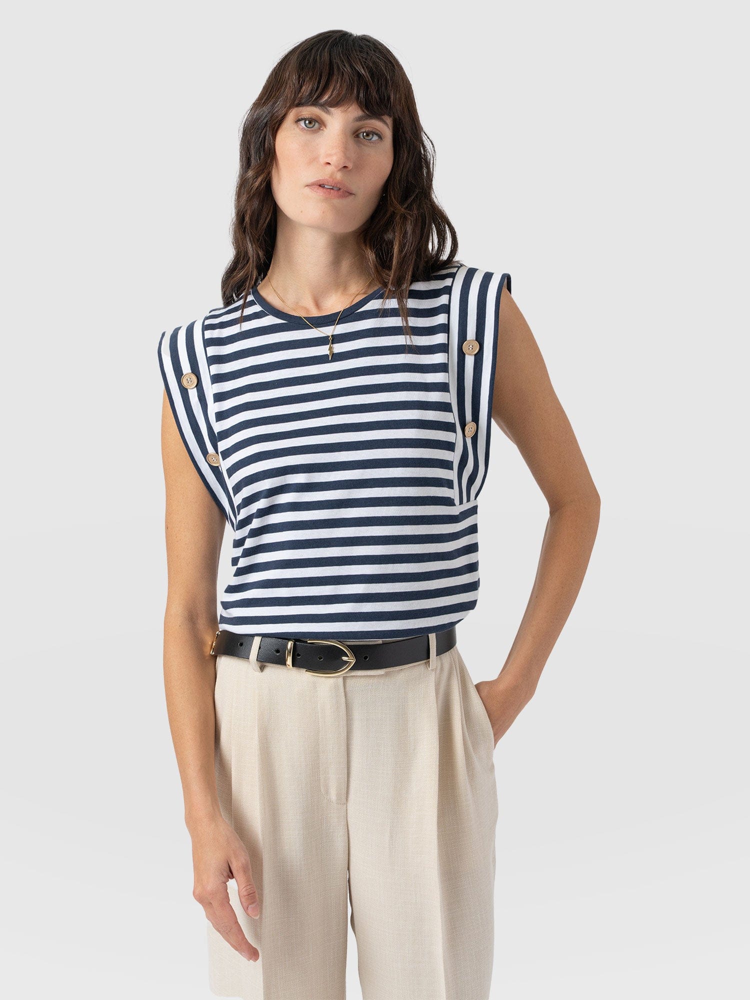 Rowan Tee - Navy Stripe - Image 2