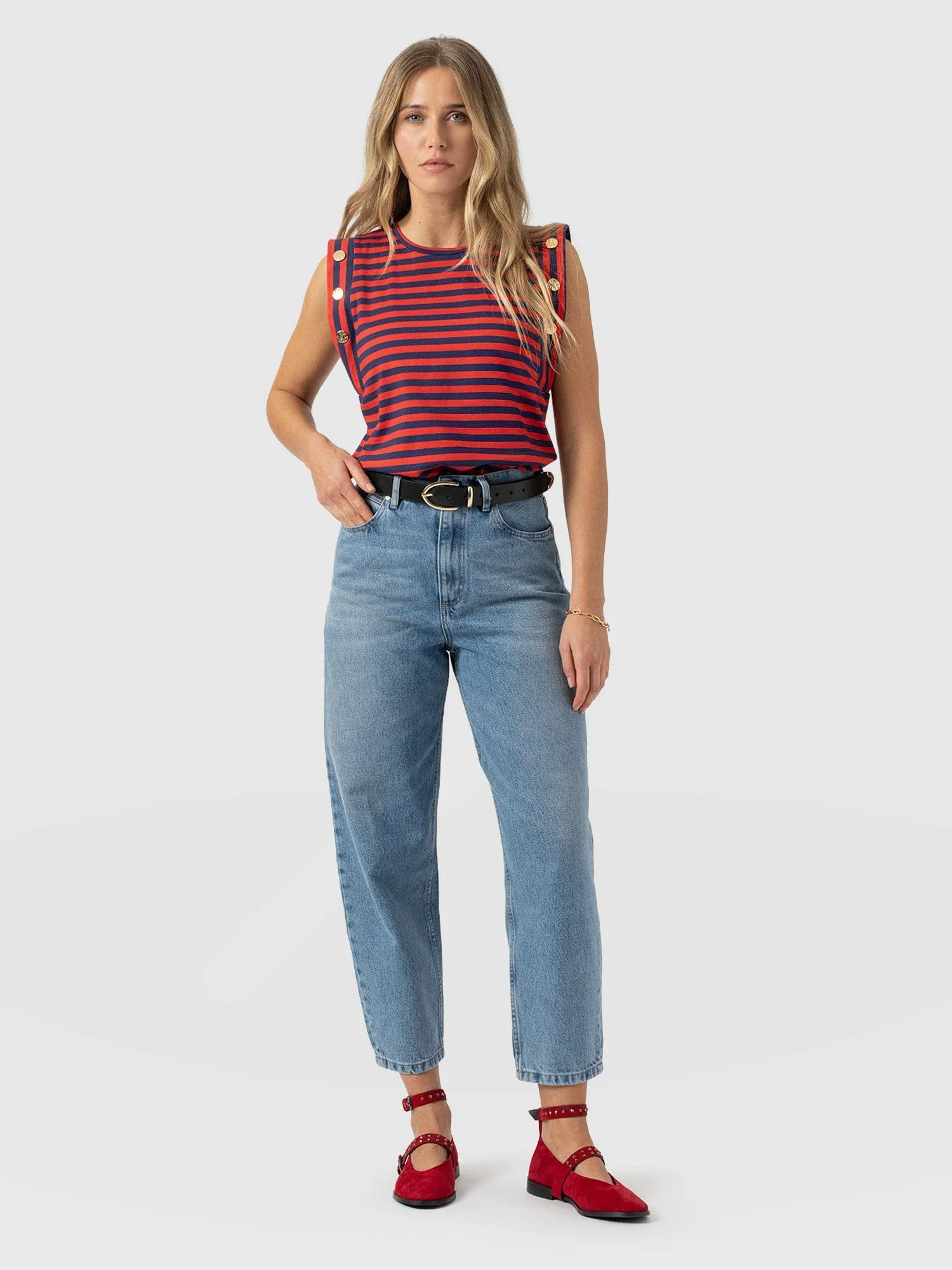 Rowan Tee - Red/Navy Stripe - Image 2