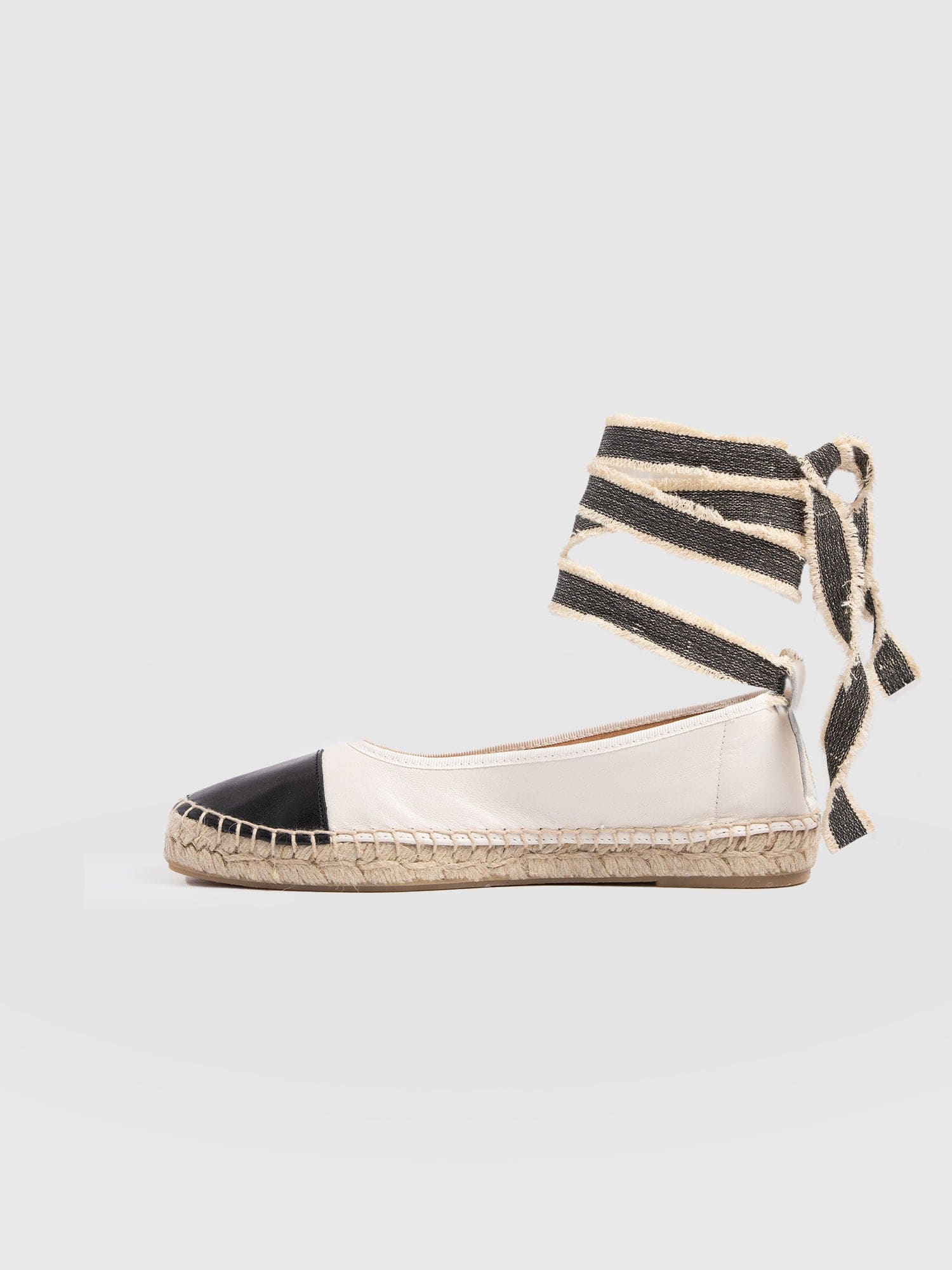 Rowe Espadrille Tie Pumps - Cream/Black - Image 2