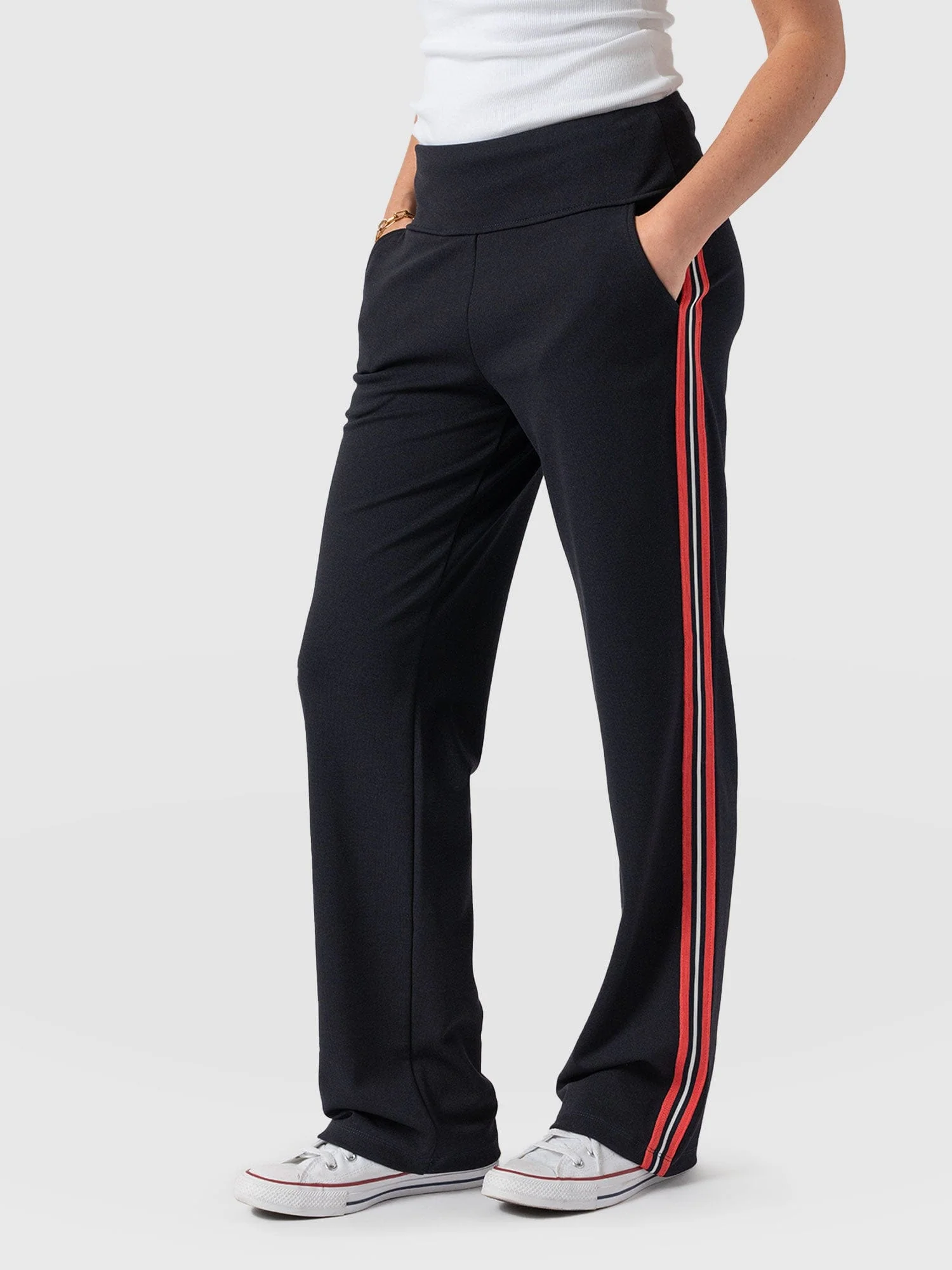 Runway Pant - Navy Red Stripe - Image 2