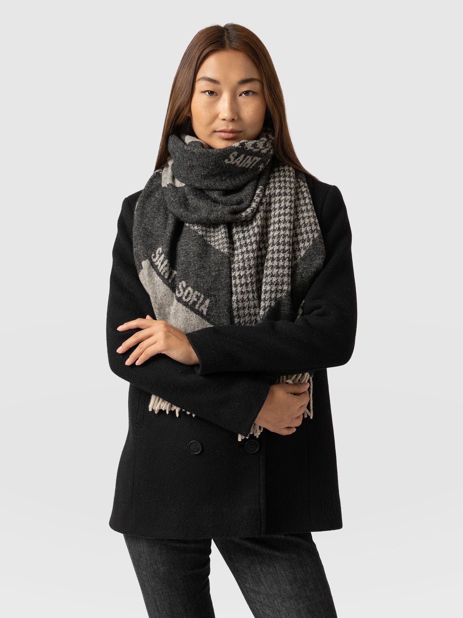Saint + Sofia Scarf - Black/Grey - Image 6