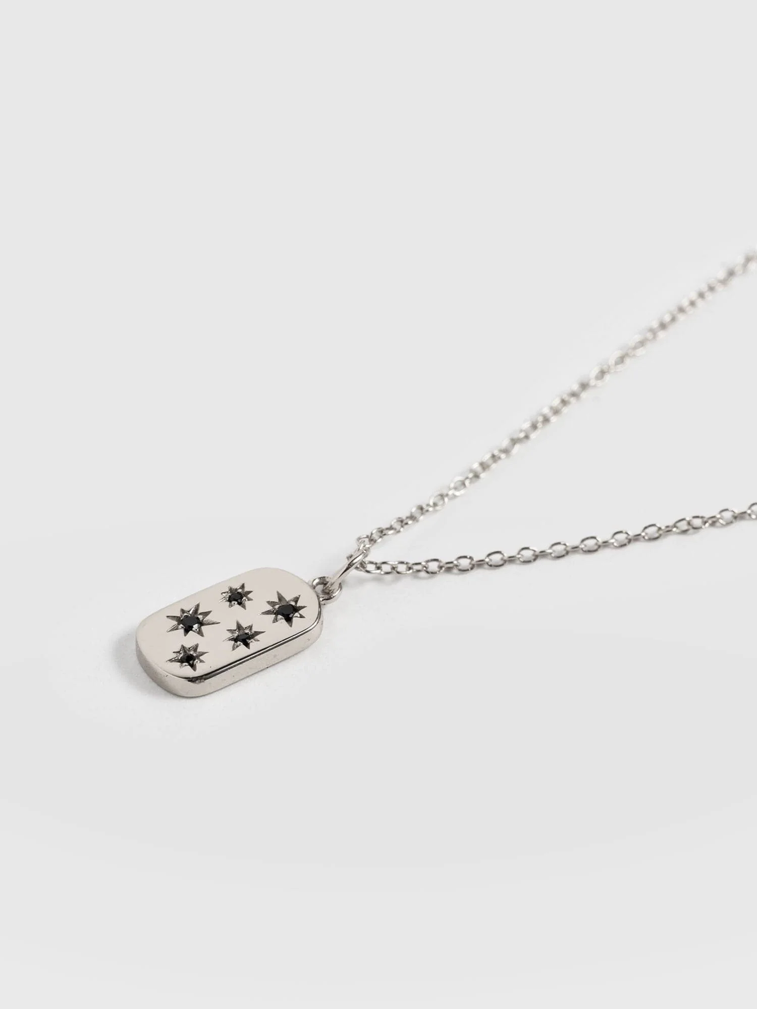 Scatter Star Charm Necklace - Silver/Black - Image 2