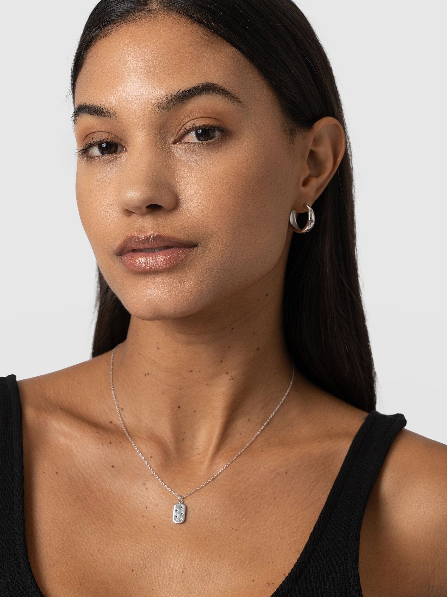 Scatter Star Charm Necklace - Silver/Black - Image 3