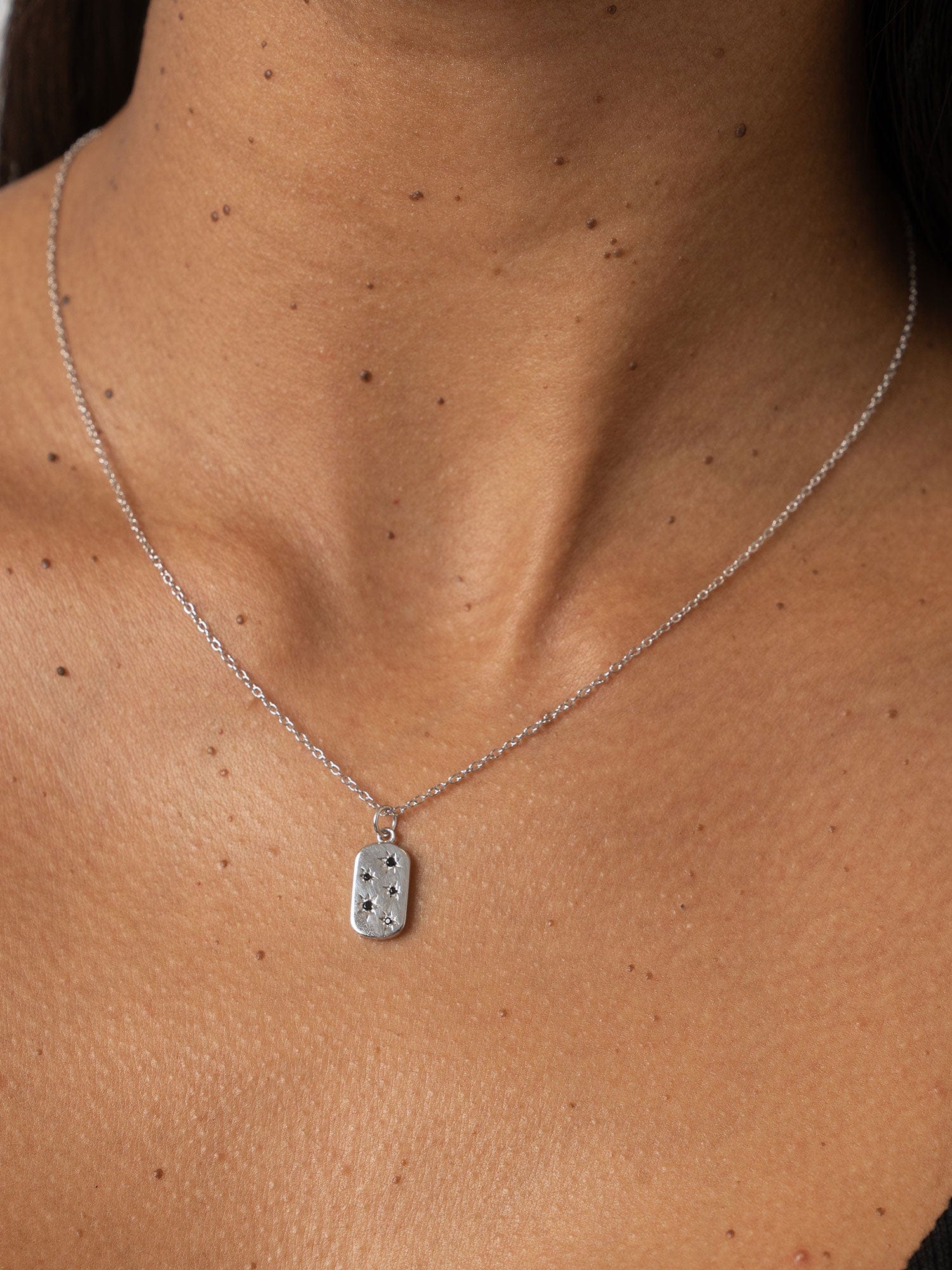 Scatter Star Charm Necklace - Silver/Black - Image 4