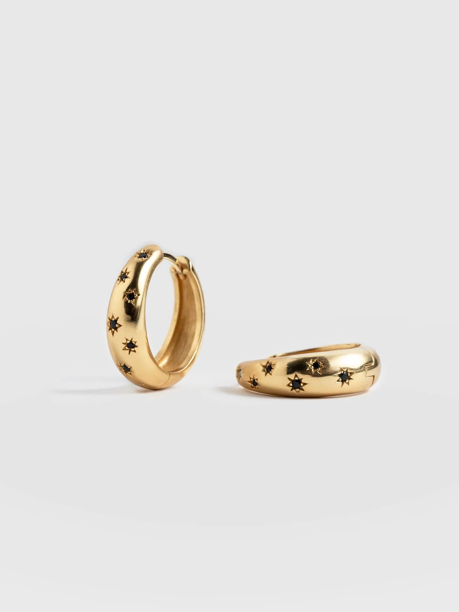 Scatter Star Hoop Earrings - Gold/Black - Image 6