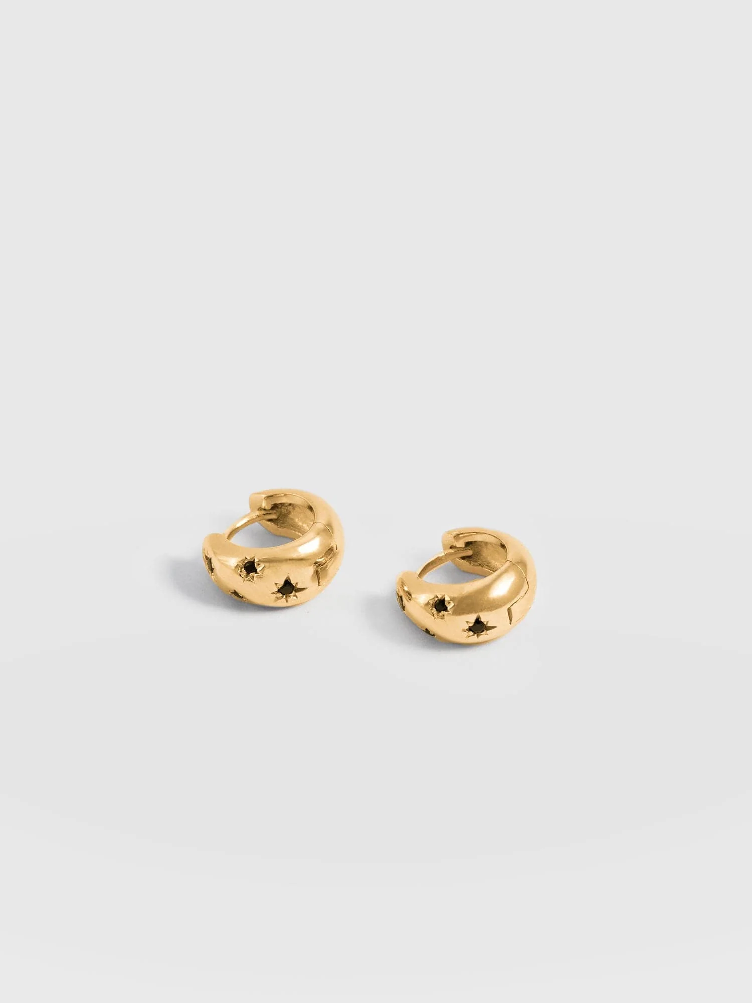 Scatter Star Huggie Earrings - Gold/Black - Image 2