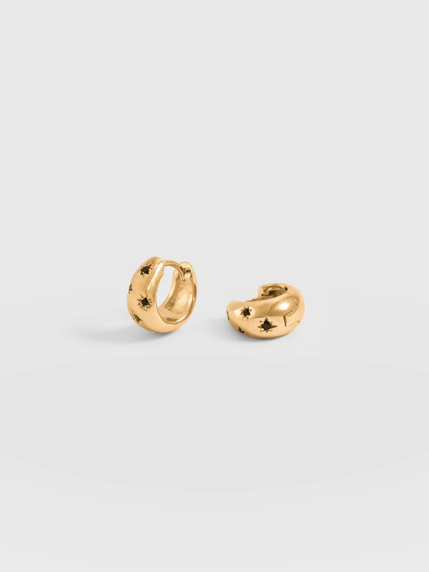 Scatter Star Huggie Earrings - Gold/Black - Image 5