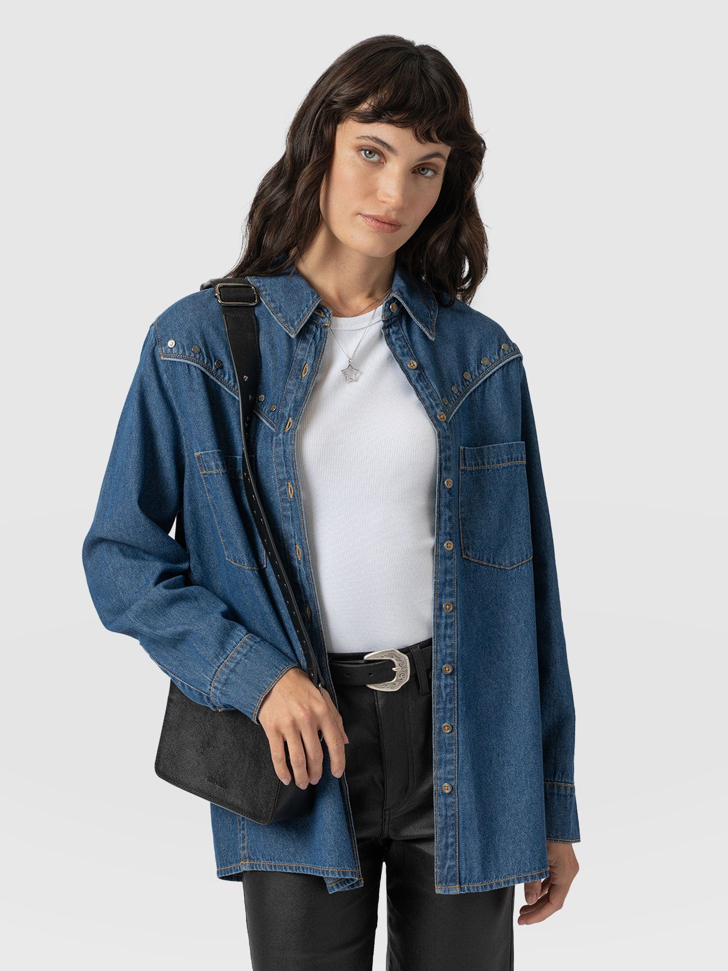 Sidney Denim Shirt - Mid Blue - Image 2