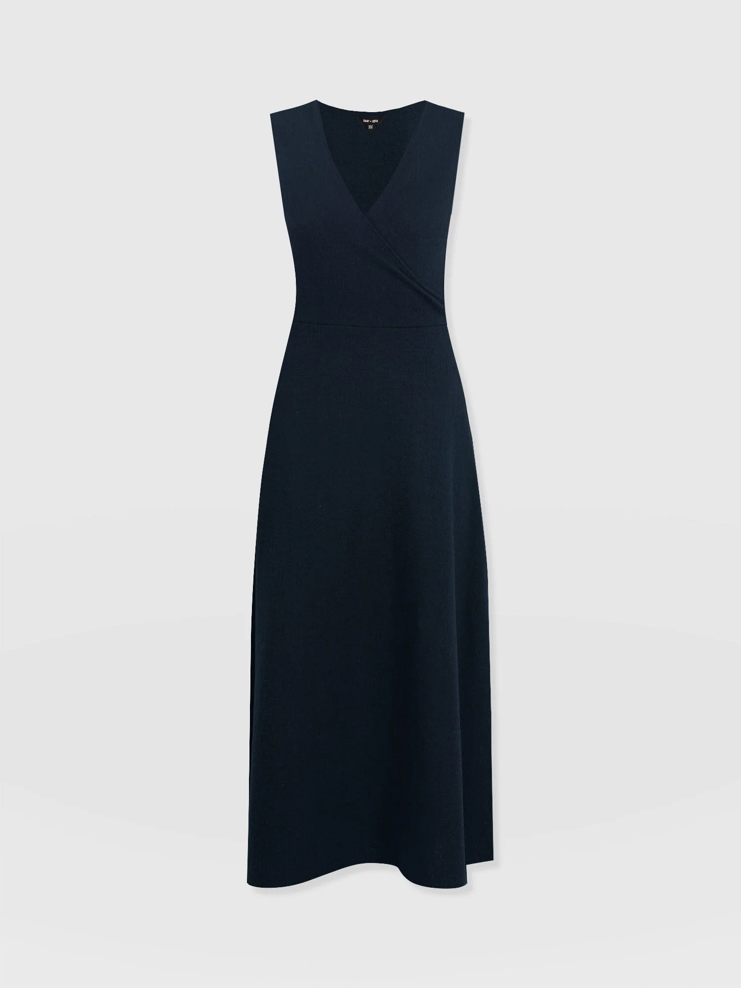 Sleeveless Maggie Wrap Dress - Navy Textured - Image 7