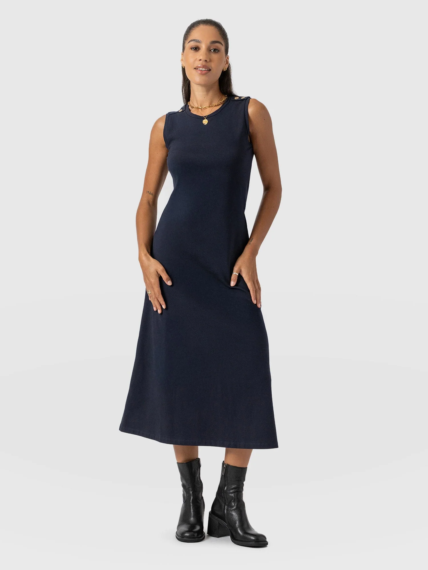 Sleeveless Runway Maxi Dress - Navy