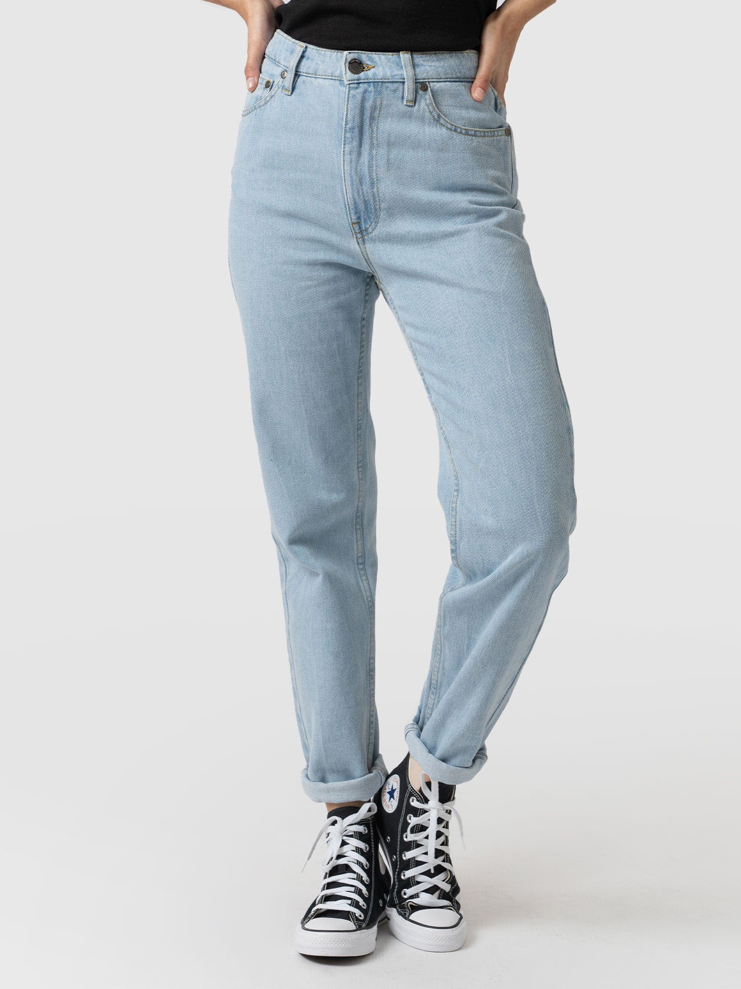 Slim Mom Jeans - Pale Blue - Image 4