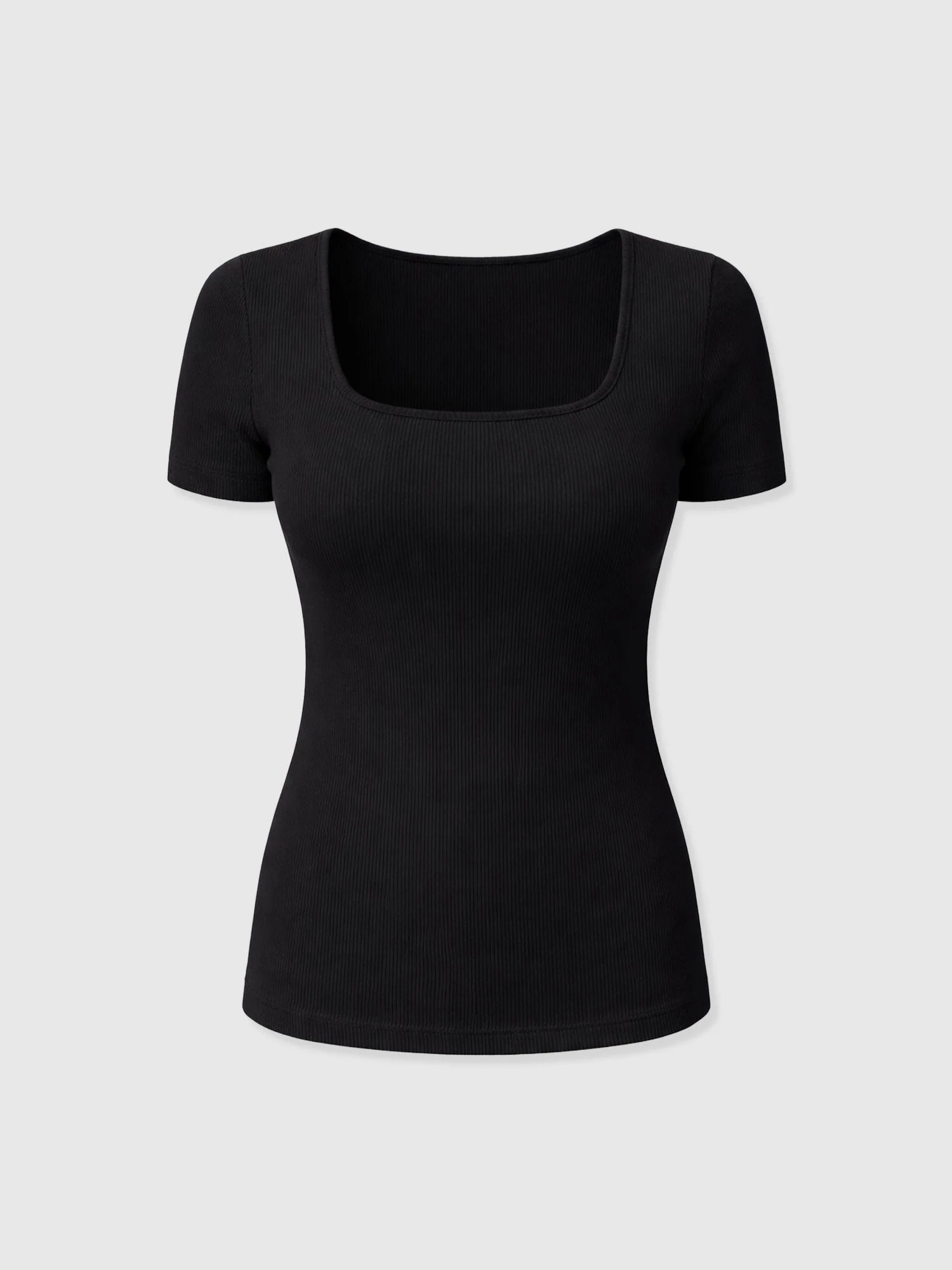 Sloane Ribbed Short Sleeve Tee - Black - Image 7