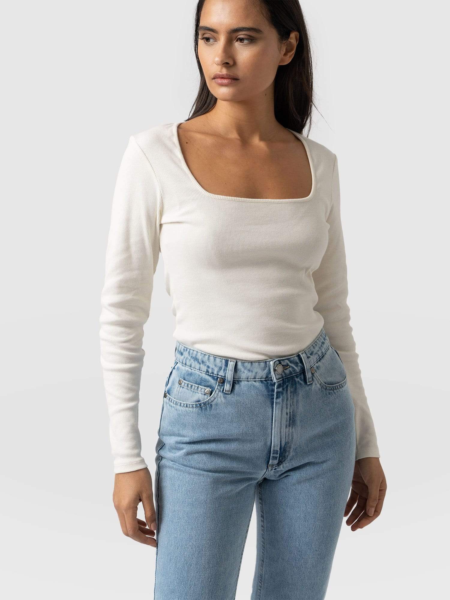 Sloane Ribbed Top - Cream - Image 3
