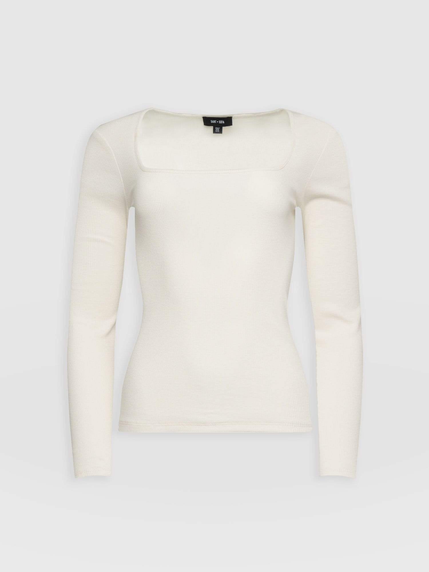 Sloane Ribbed Top - Cream - Image 7