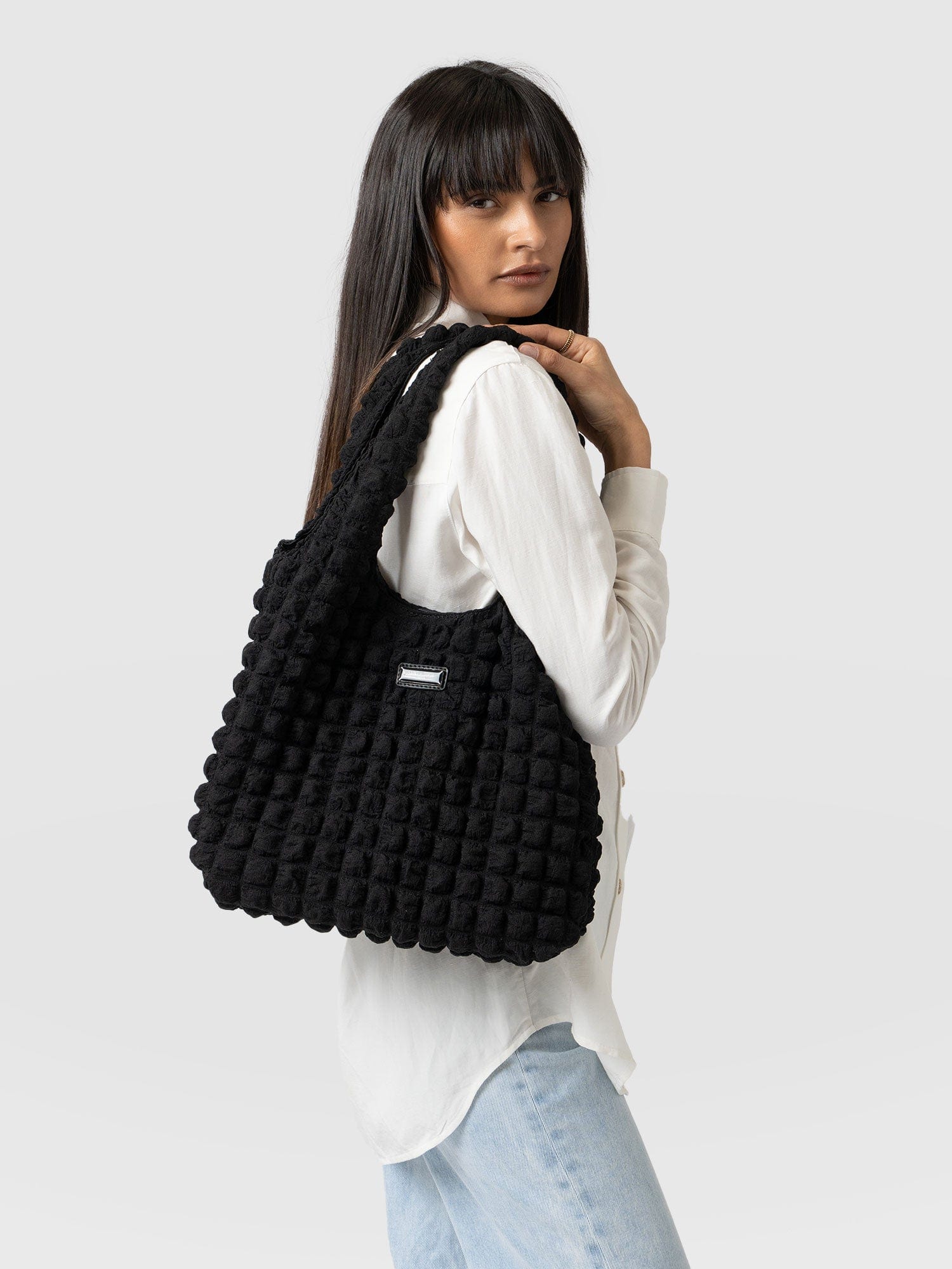 Soho Shoulder Tote Bag - Black - Image 6