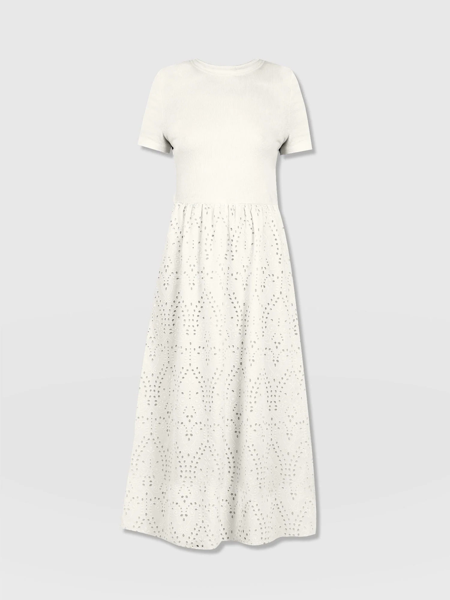 Sophia Contrast Dress - White Broderie - Image 7