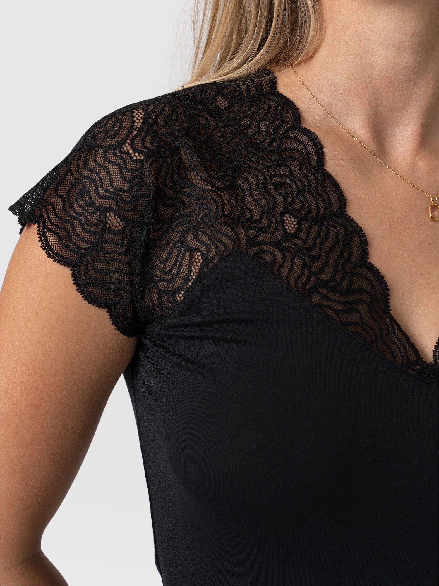 Sophia Lace Tee - Black - Image 5