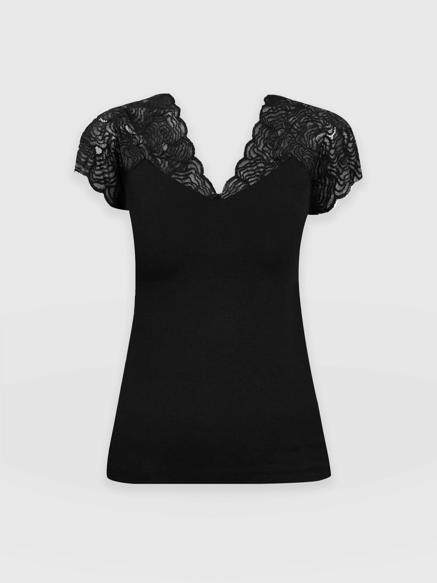 Sophia Lace Tee - Black - Image 7