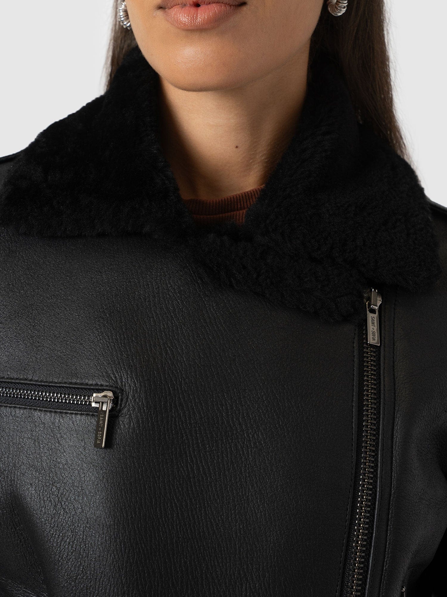 Spitfire Shearling Jacket - Black - Image 5