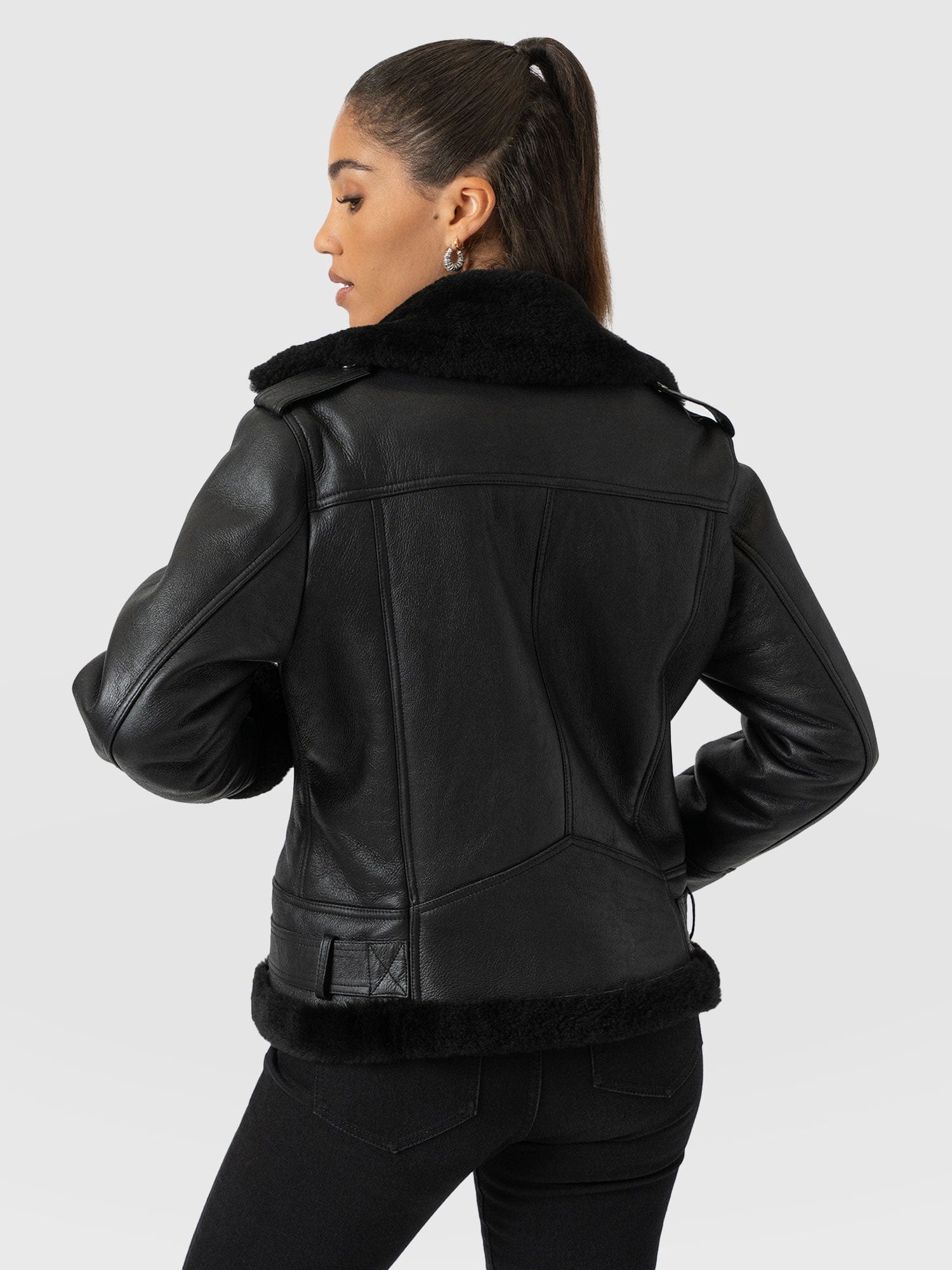 Spitfire Shearling Jacket - Black - Image 6