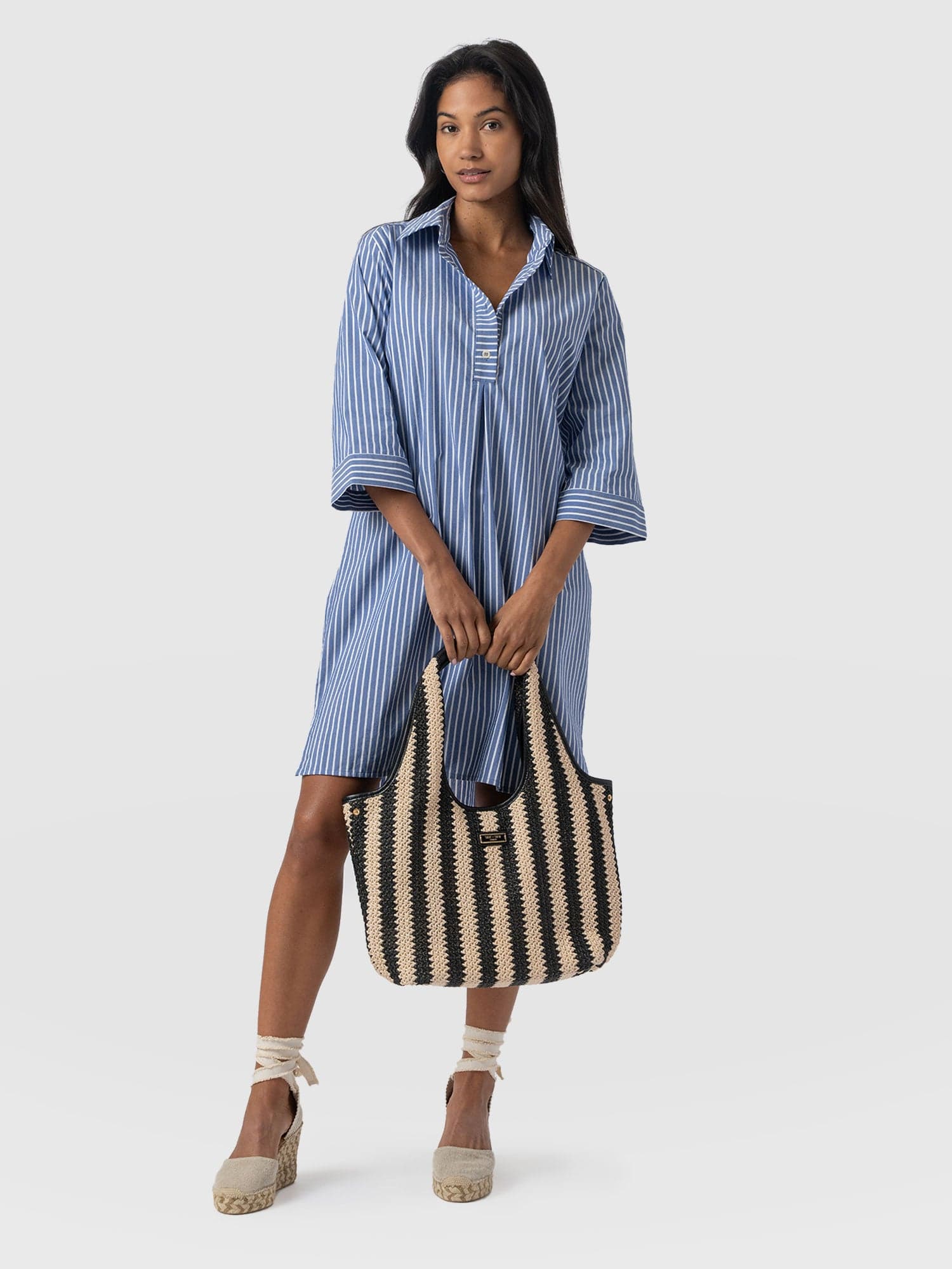 Stevie Shirt Dress - Blue Stripe - Image 2