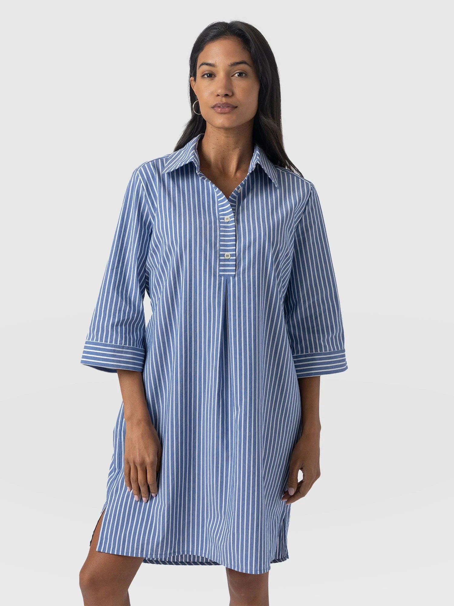 Stevie Shirt Dress - Blue Stripe - Image 3