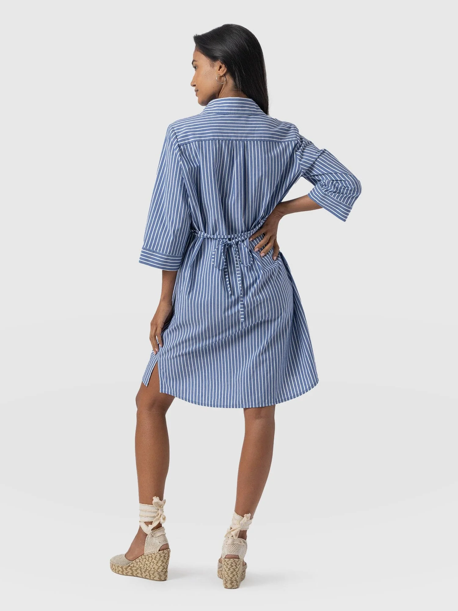 Stevie Shirt Dress - Blue Stripe - Image 6