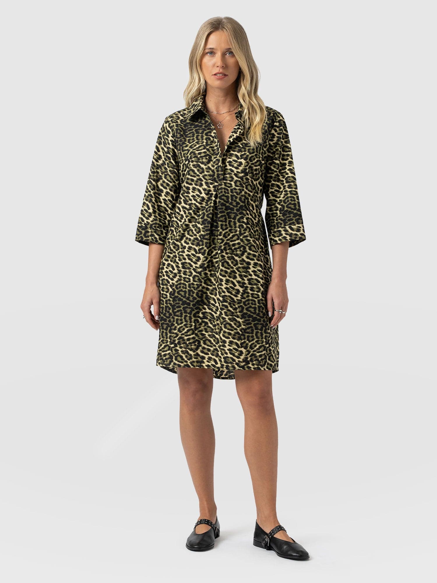 Stevie Shirt Dress - Green Leopard - Image 2