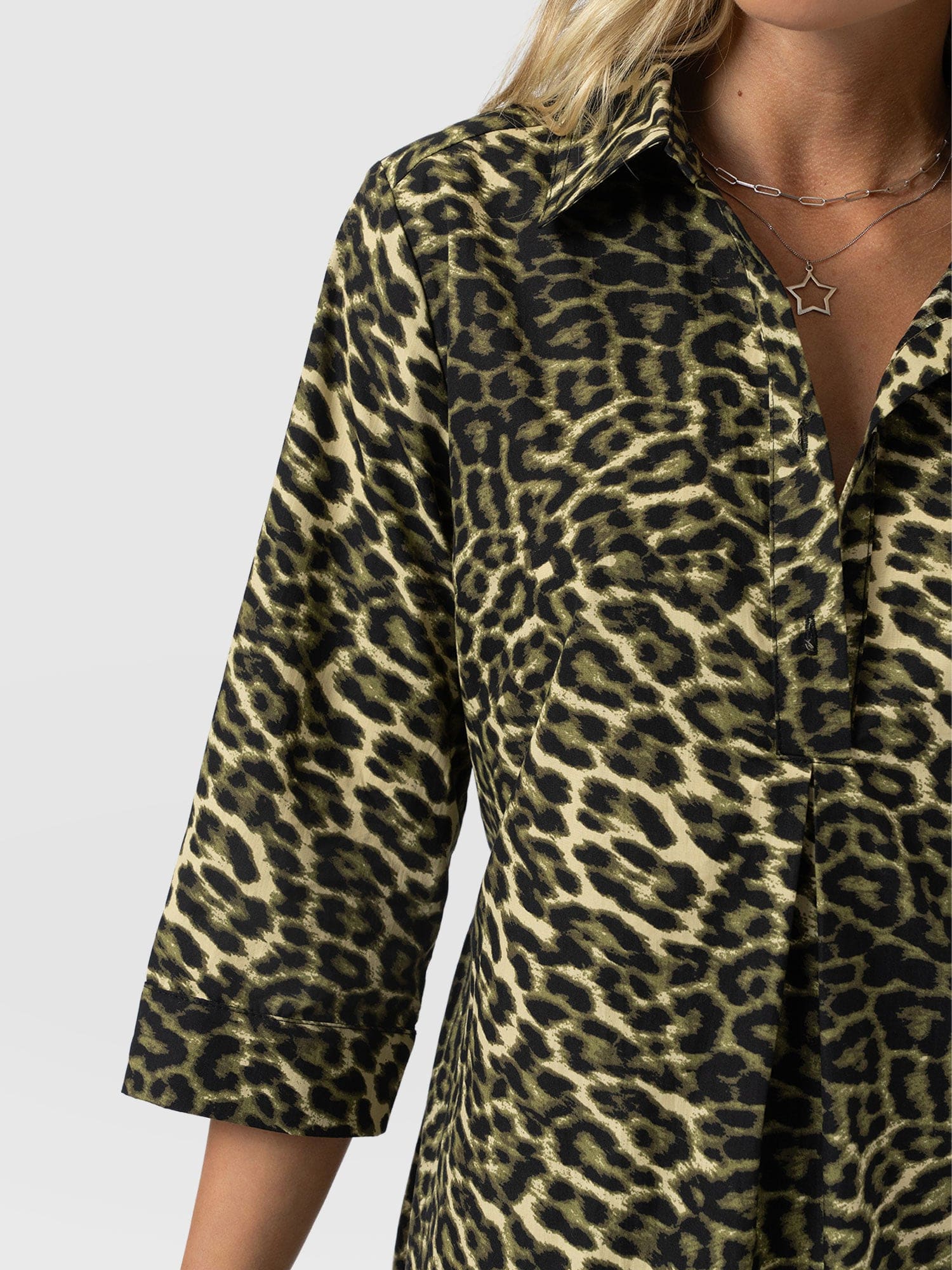 Stevie Shirt Dress - Green Leopard - Image 5