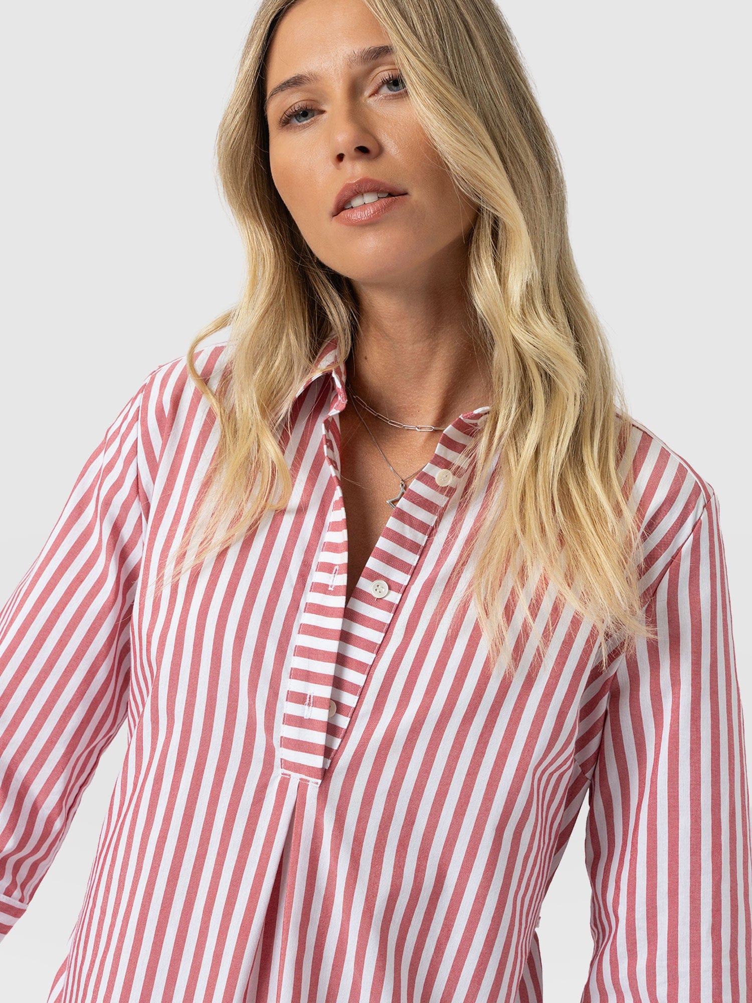 Stevie Shirt Dress - Red Stripe - Image 2
