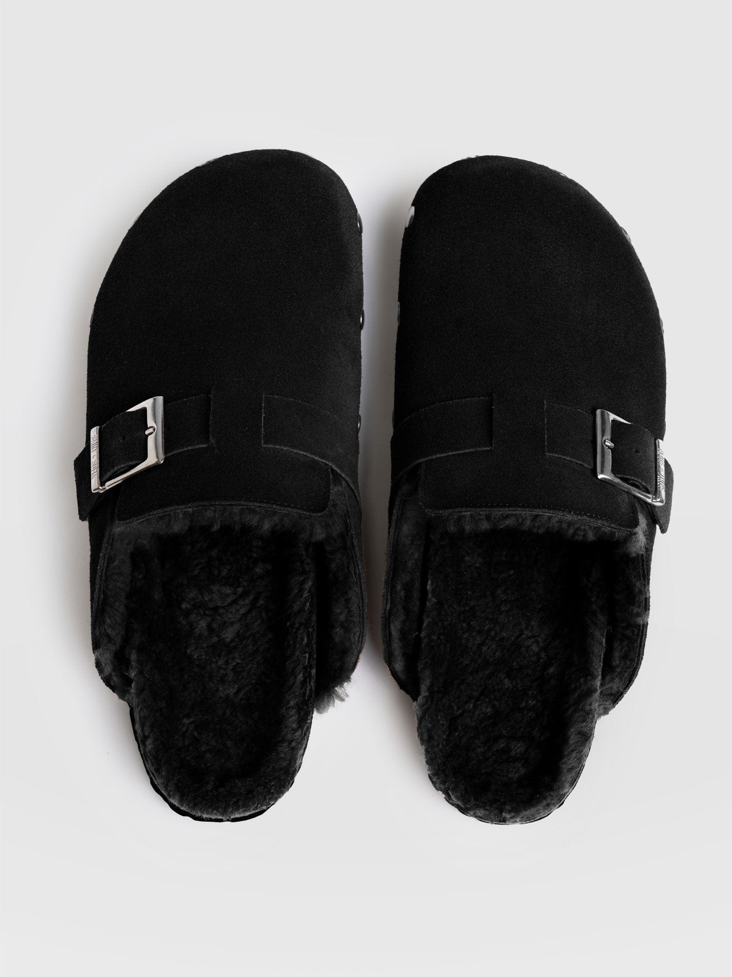 Studded Clogs - Black Shearling - Image 4