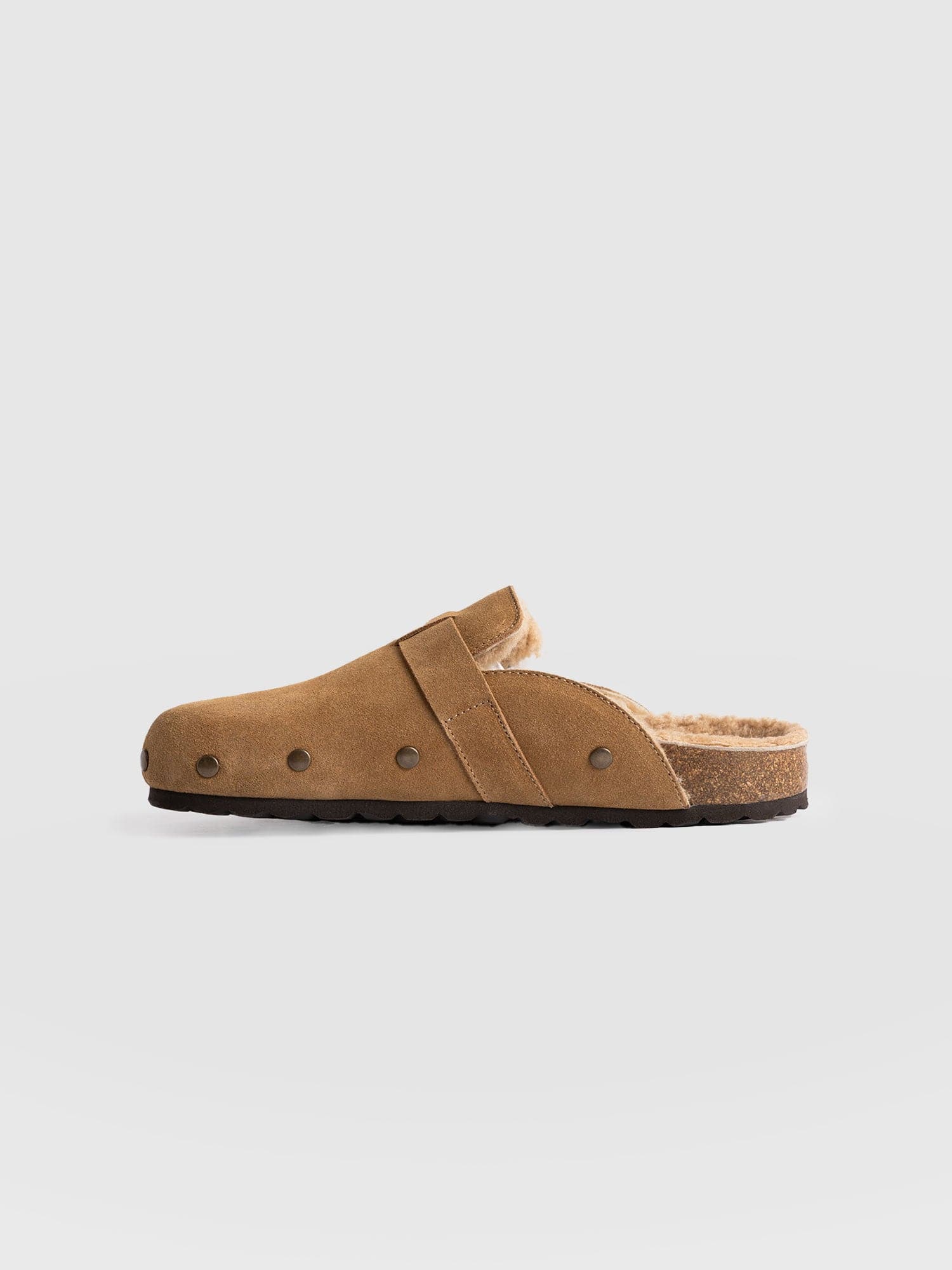 Studded Clogs - Tan Shearling - Image 2