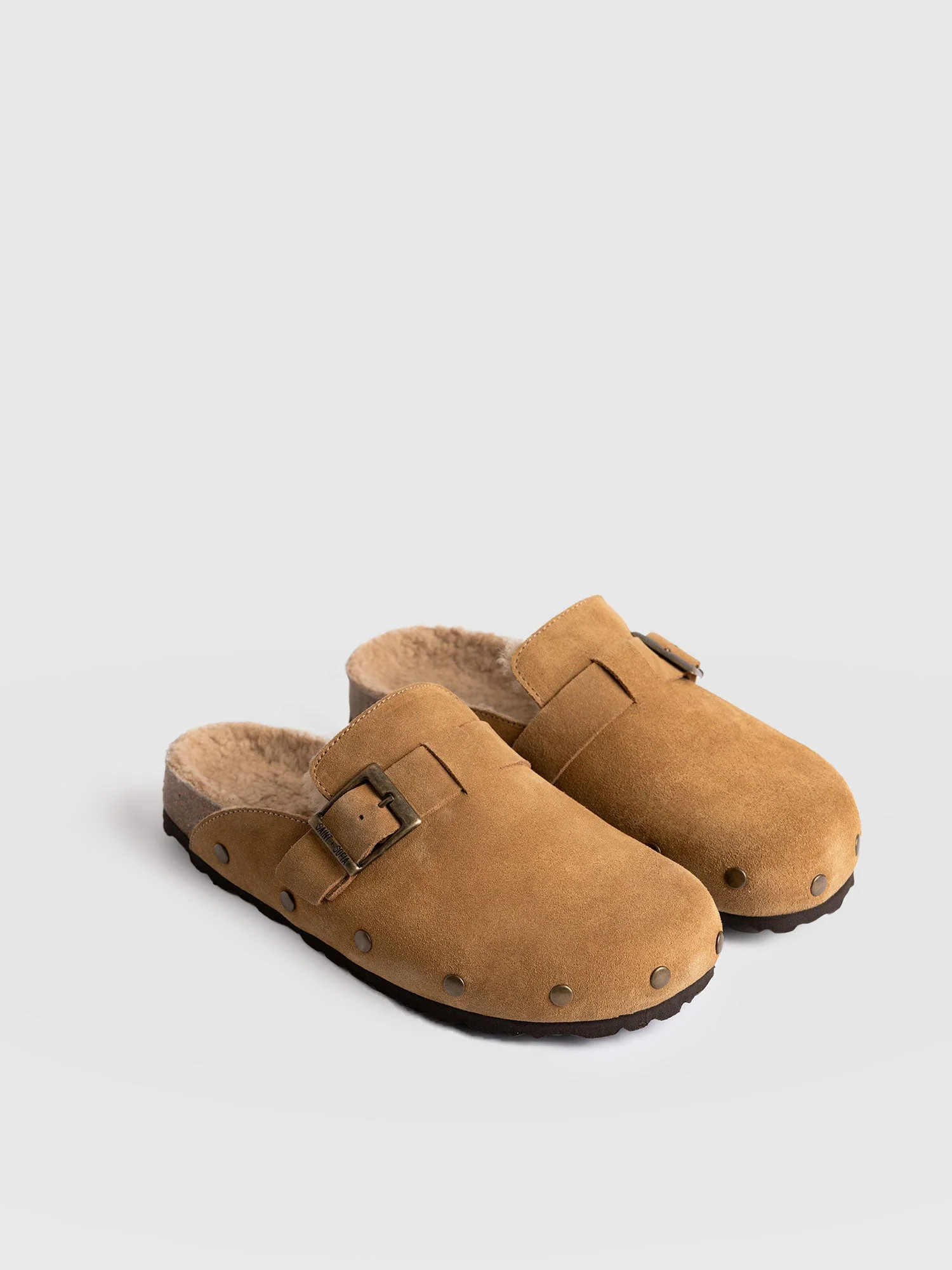 Studded Clogs - Tan Shearling - Image 3