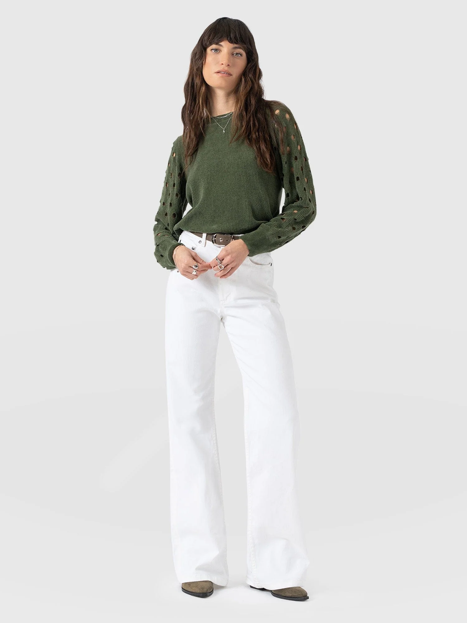 Suki Lace Hole Knit - Green - Image 2
