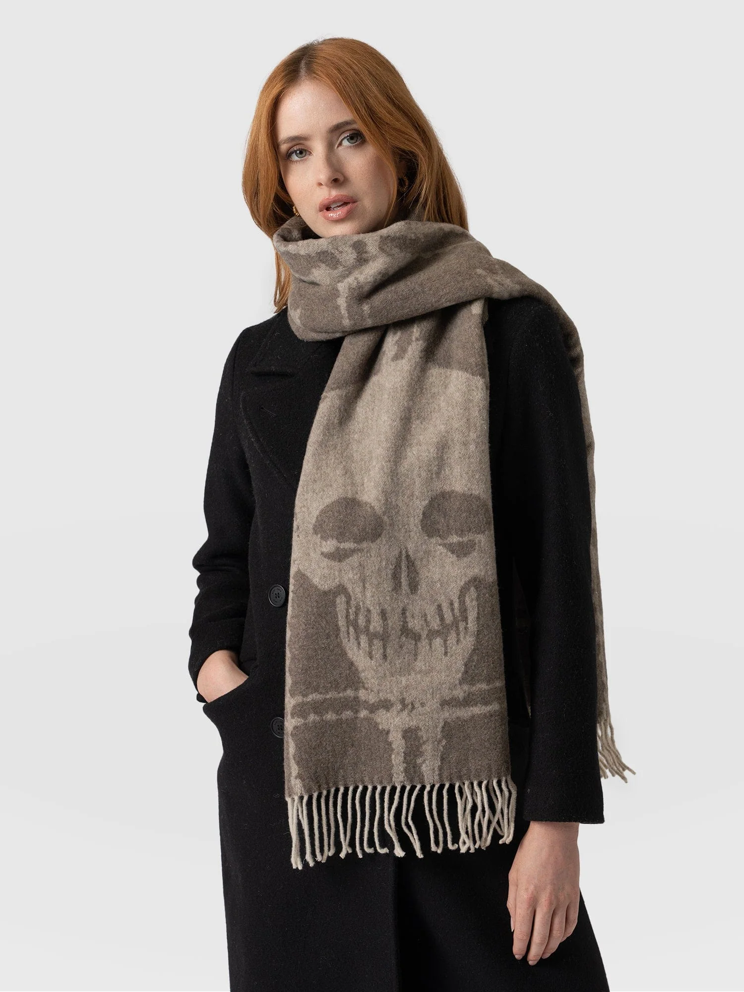 Sutton Skull Scarf - Beige - Image 6