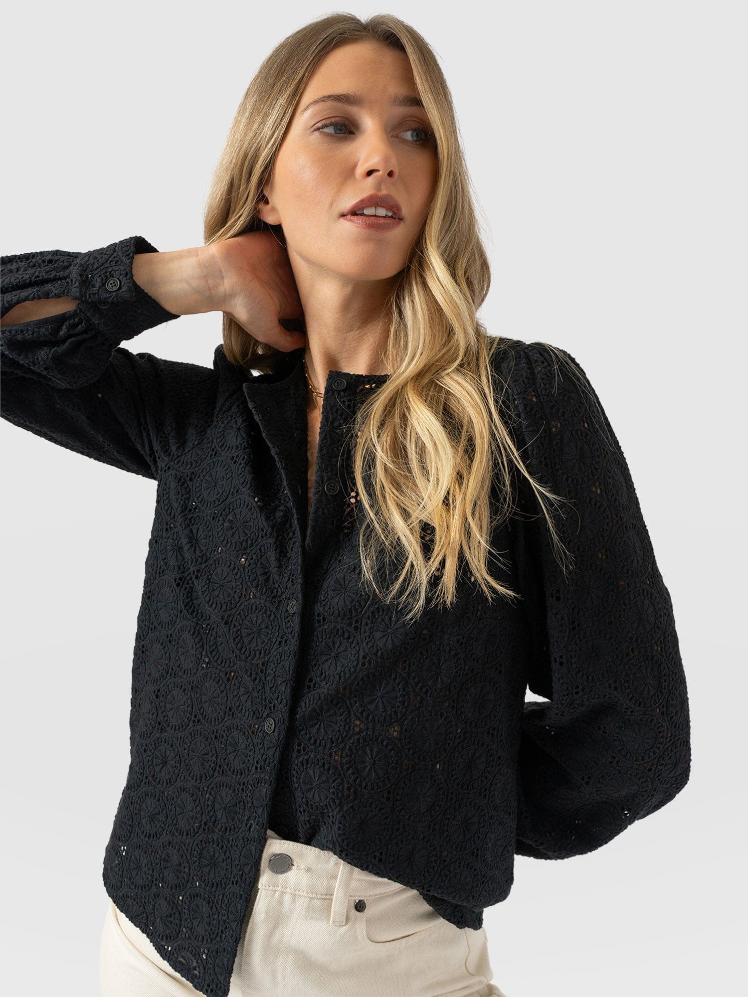 Tabitha Blouse - Black Broderie - Image 2
