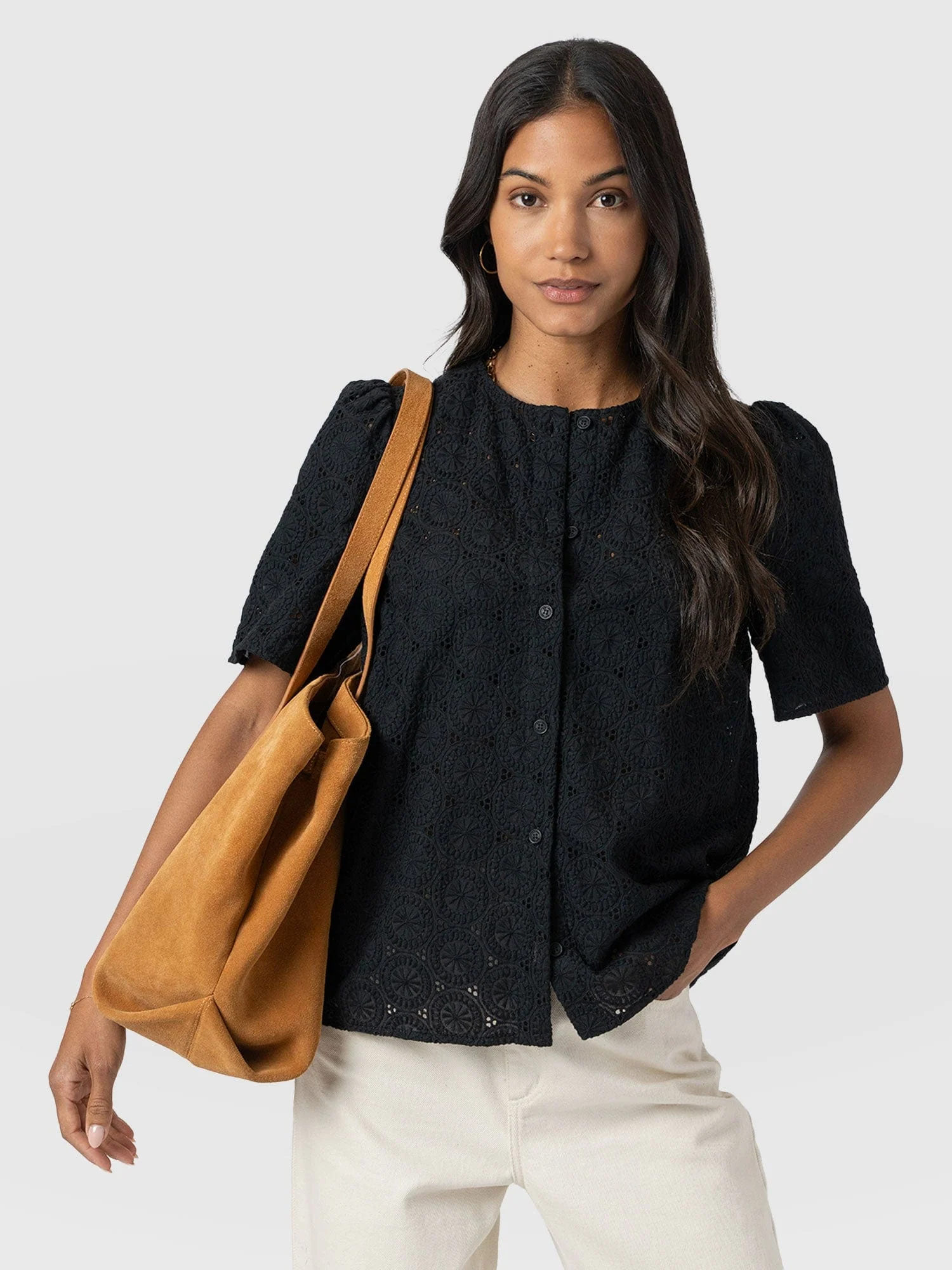 Tabitha Short Sleeve Blouse - Black - Image 2