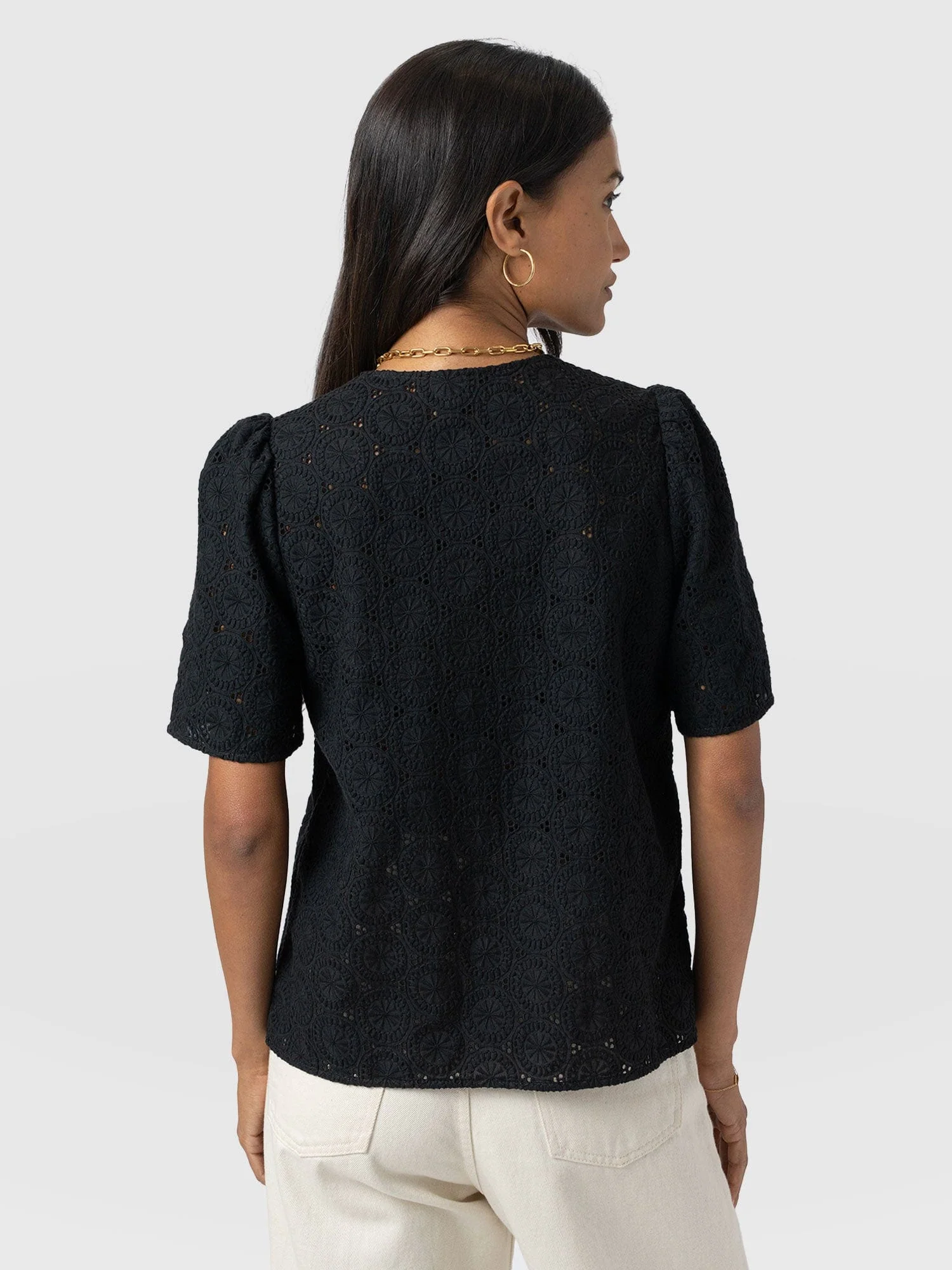 Tabitha Short Sleeve Blouse - Black - Image 6